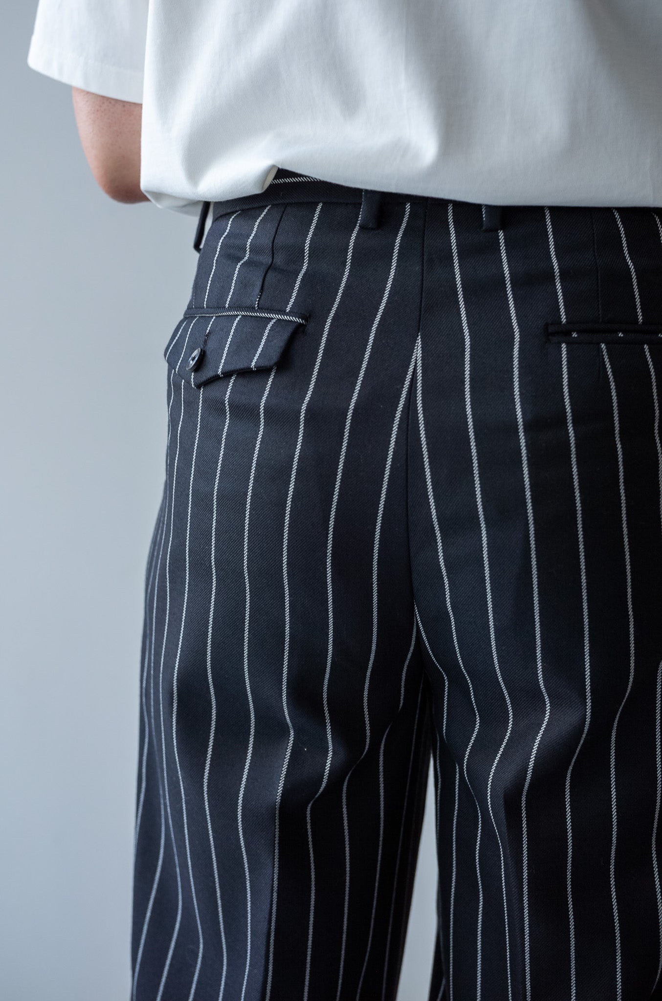 Fine Garbadine French Trousers 〔BLACK×OFF WHITE〕