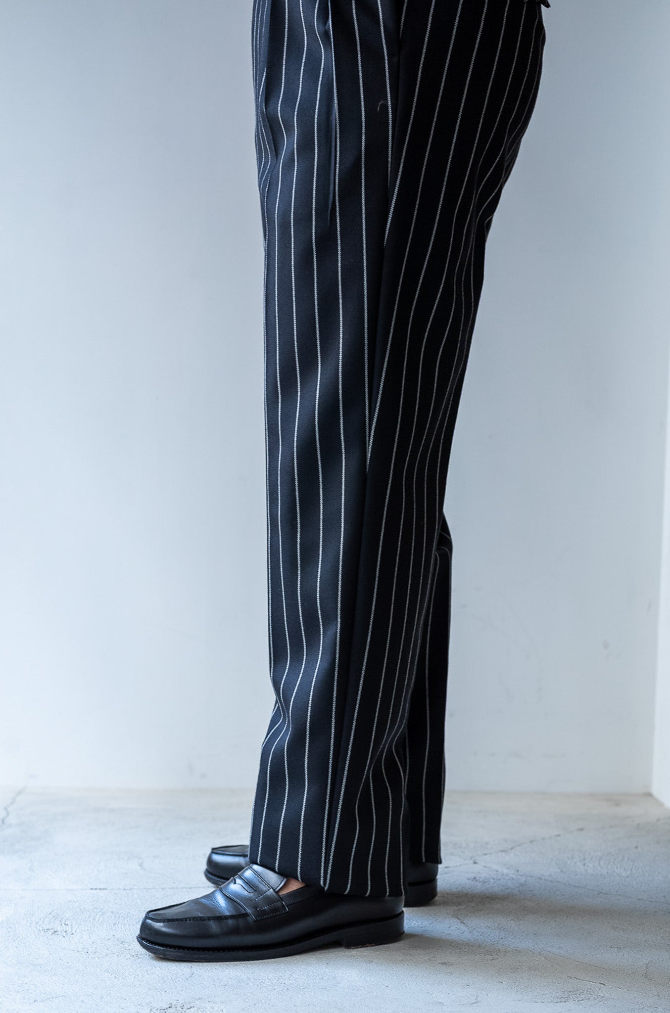 Fine Garbadine French Trousers 〔BLACK×OFF WHITE〕