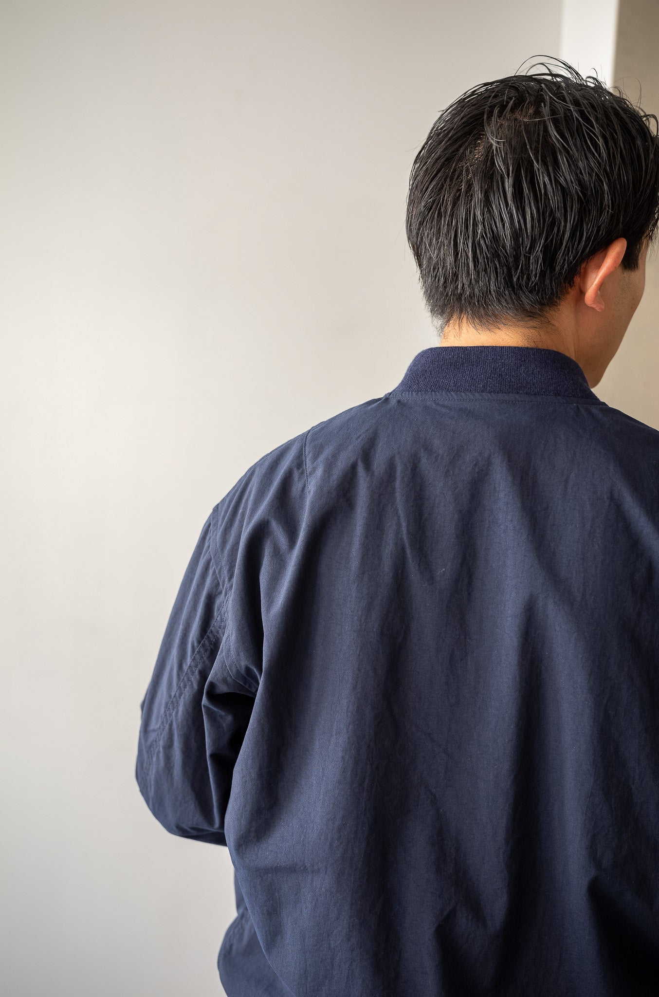 Shrunken Nylon Flight Jacket 〔NAVY〕