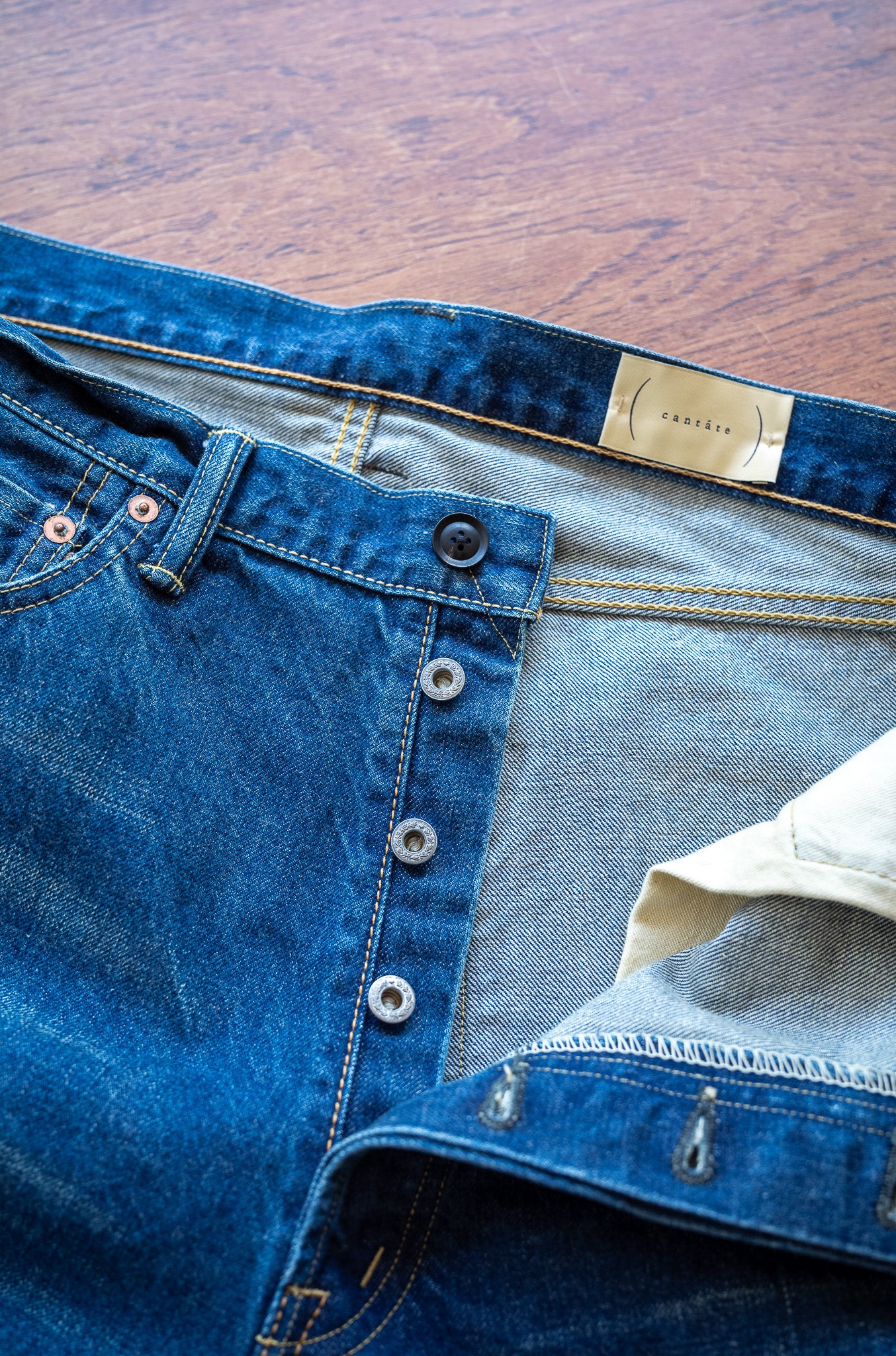 Denim Straight Trousers-VINTAGE WASH 〔DUSK INDIGO〕