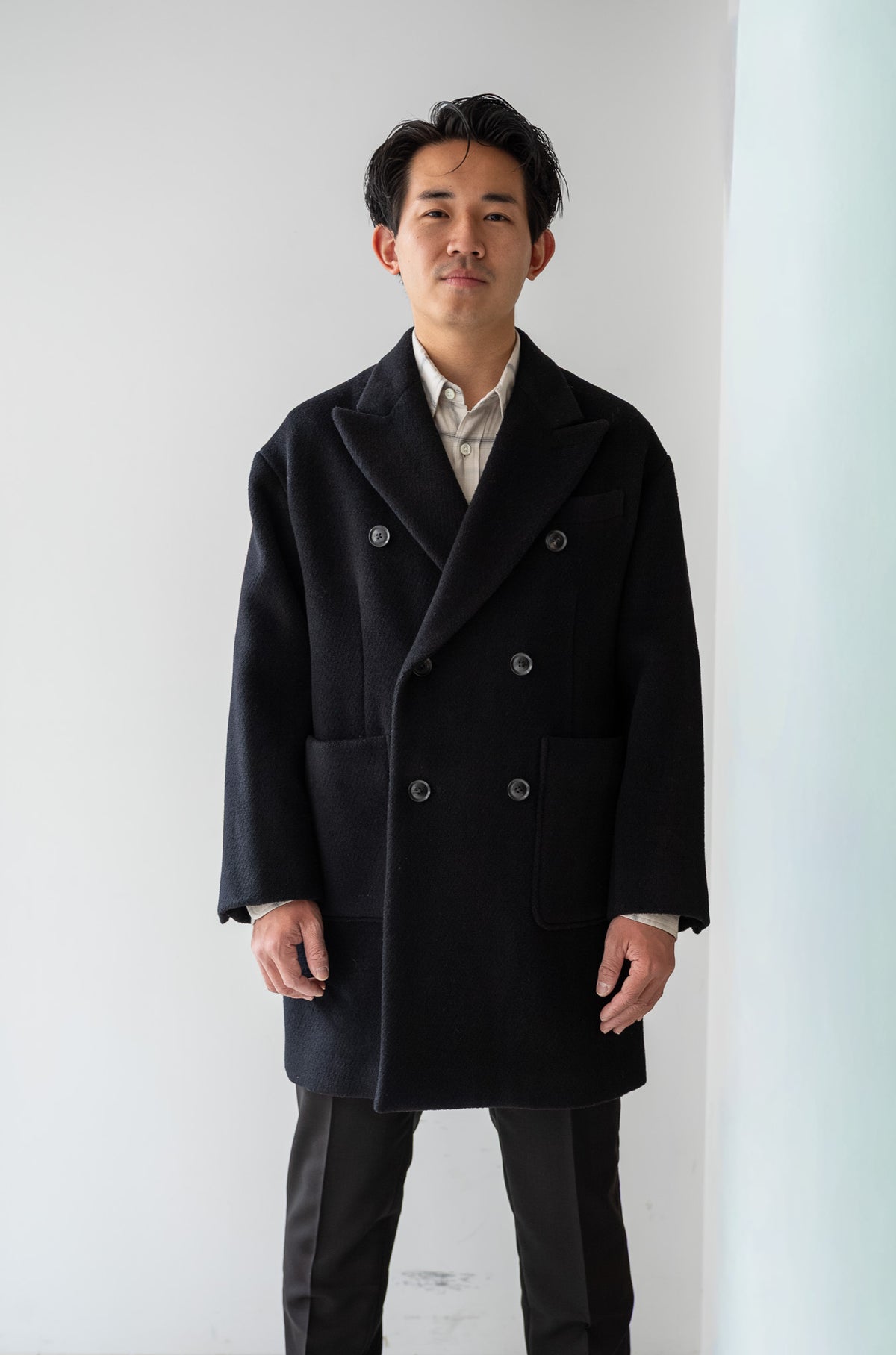 Pile Double Half Coat 〈BLACK〉