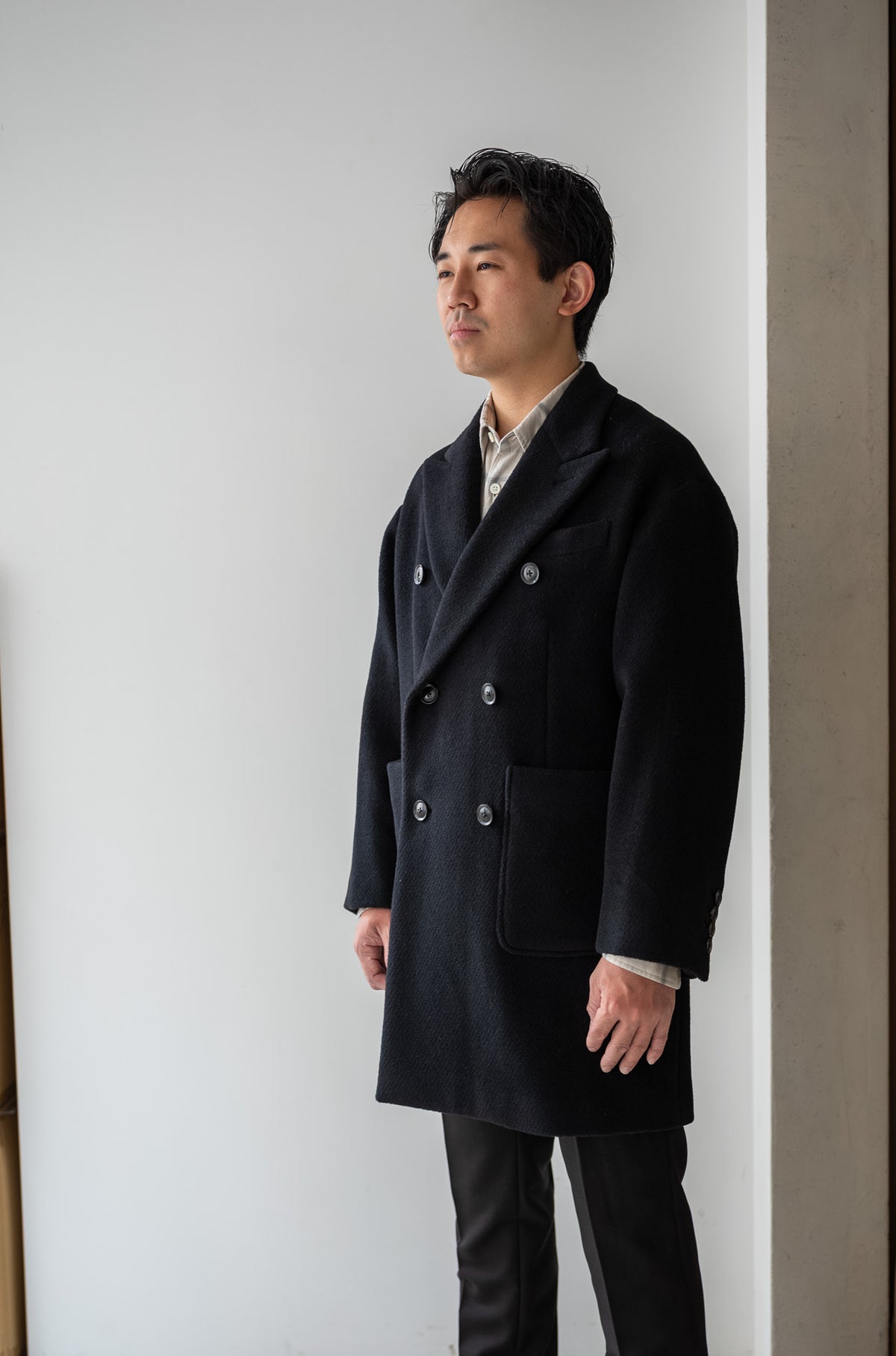 Pile Double Half Coat 〈BLACK〉