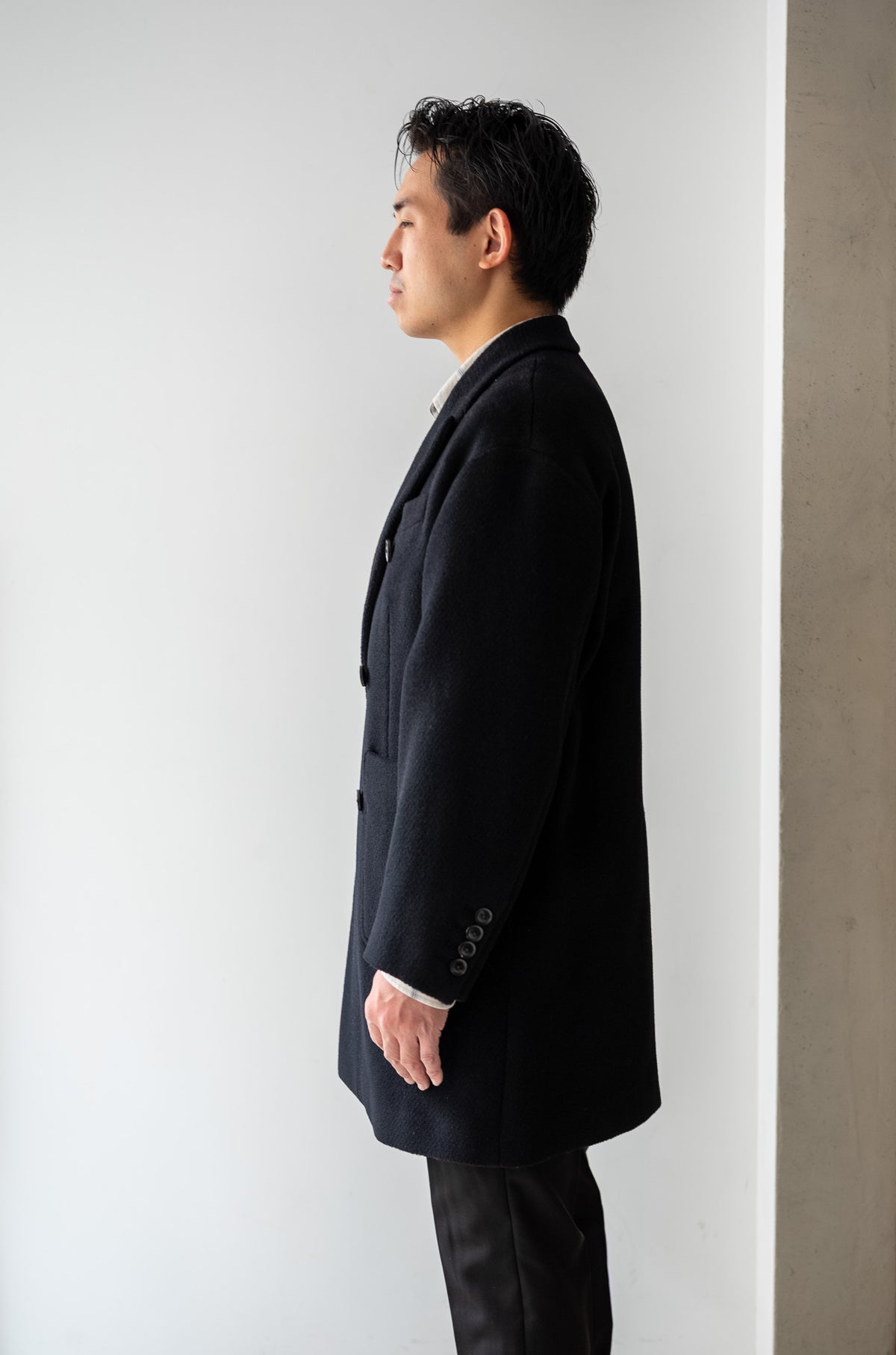 Pile Double Half Coat 〈BLACK〉