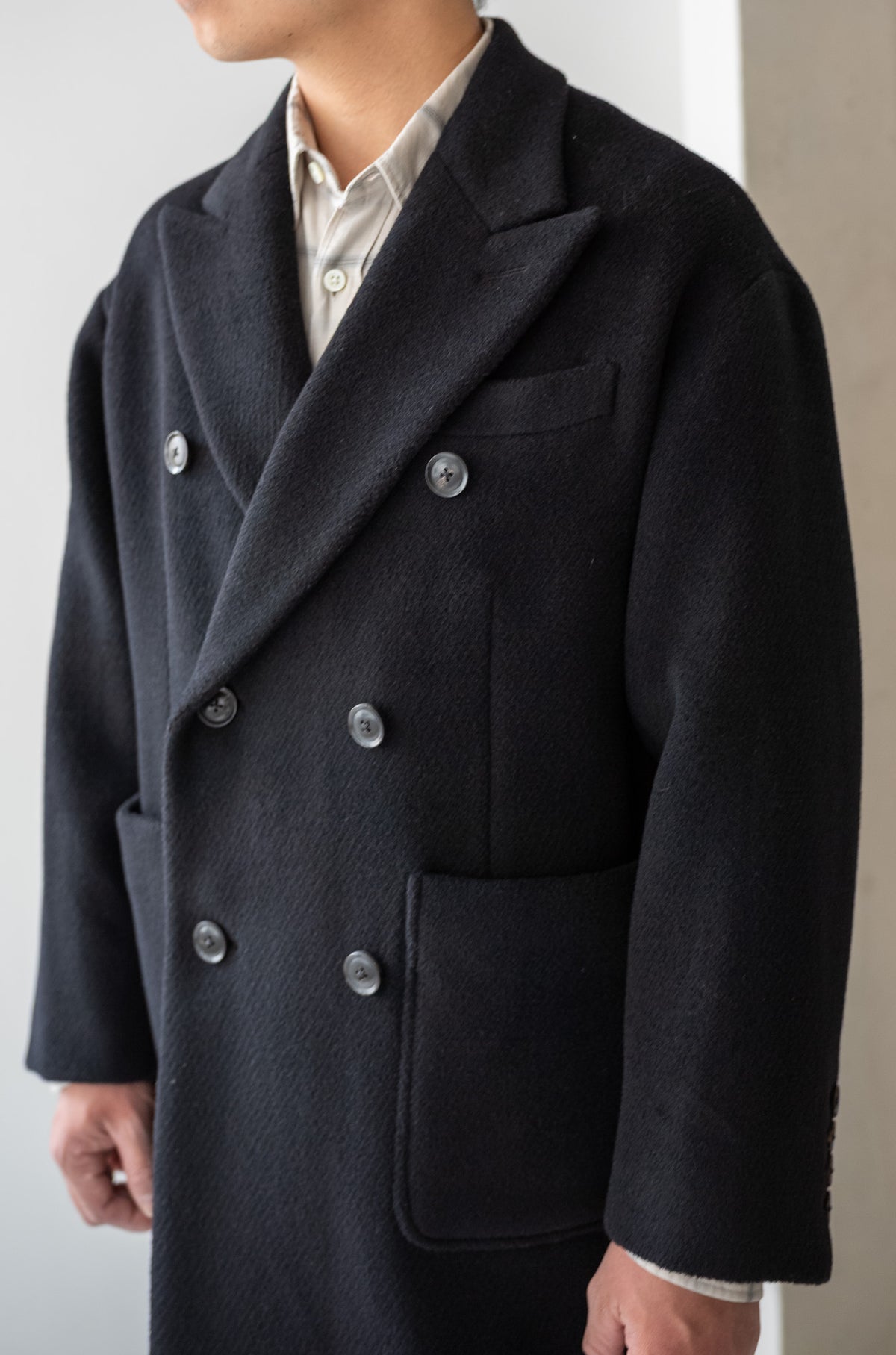 Pile Double Half Coat 〈BLACK〉