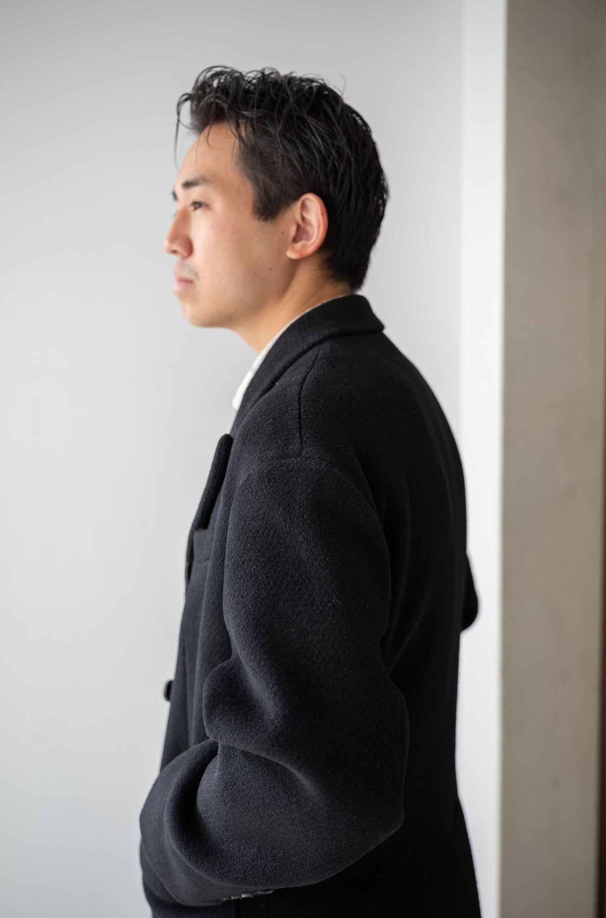 Pile Double Half Coat 〈BLACK〉