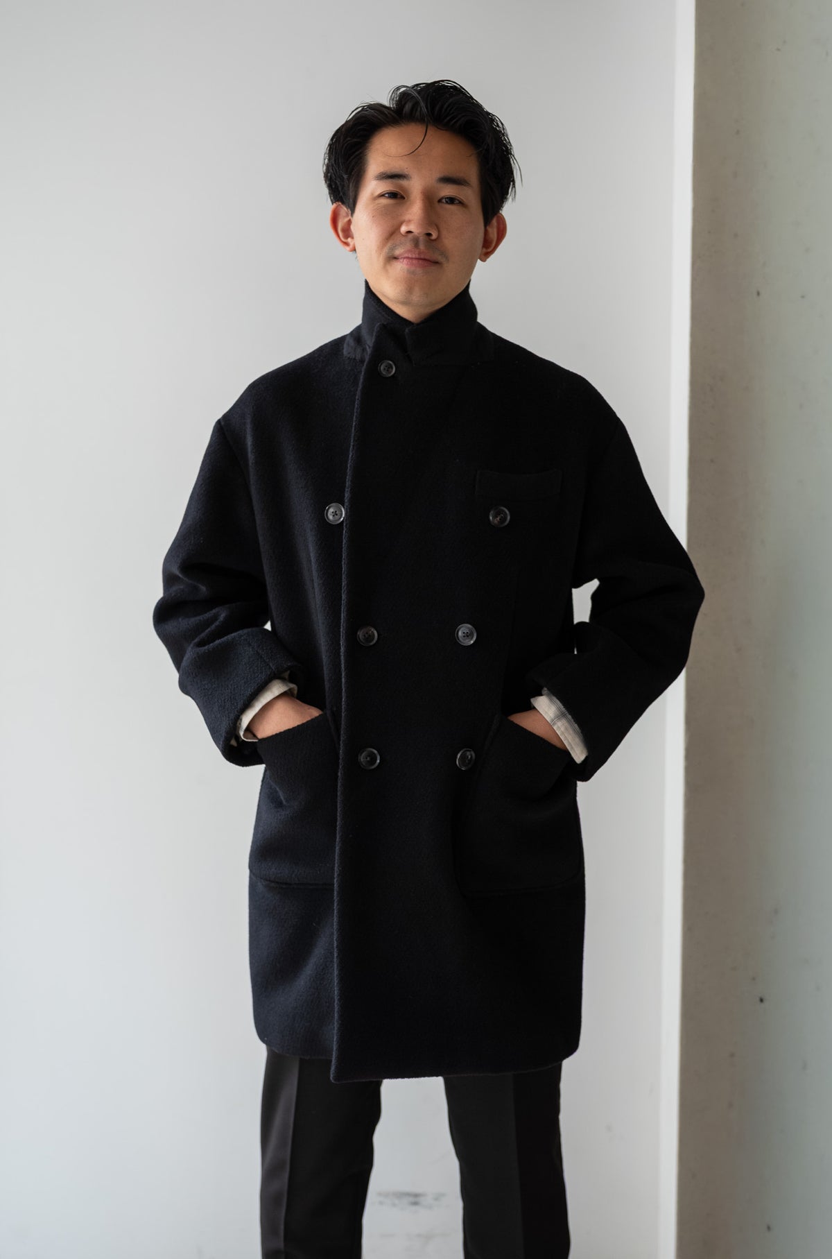 Pile Double Half Coat 〈BLACK〉