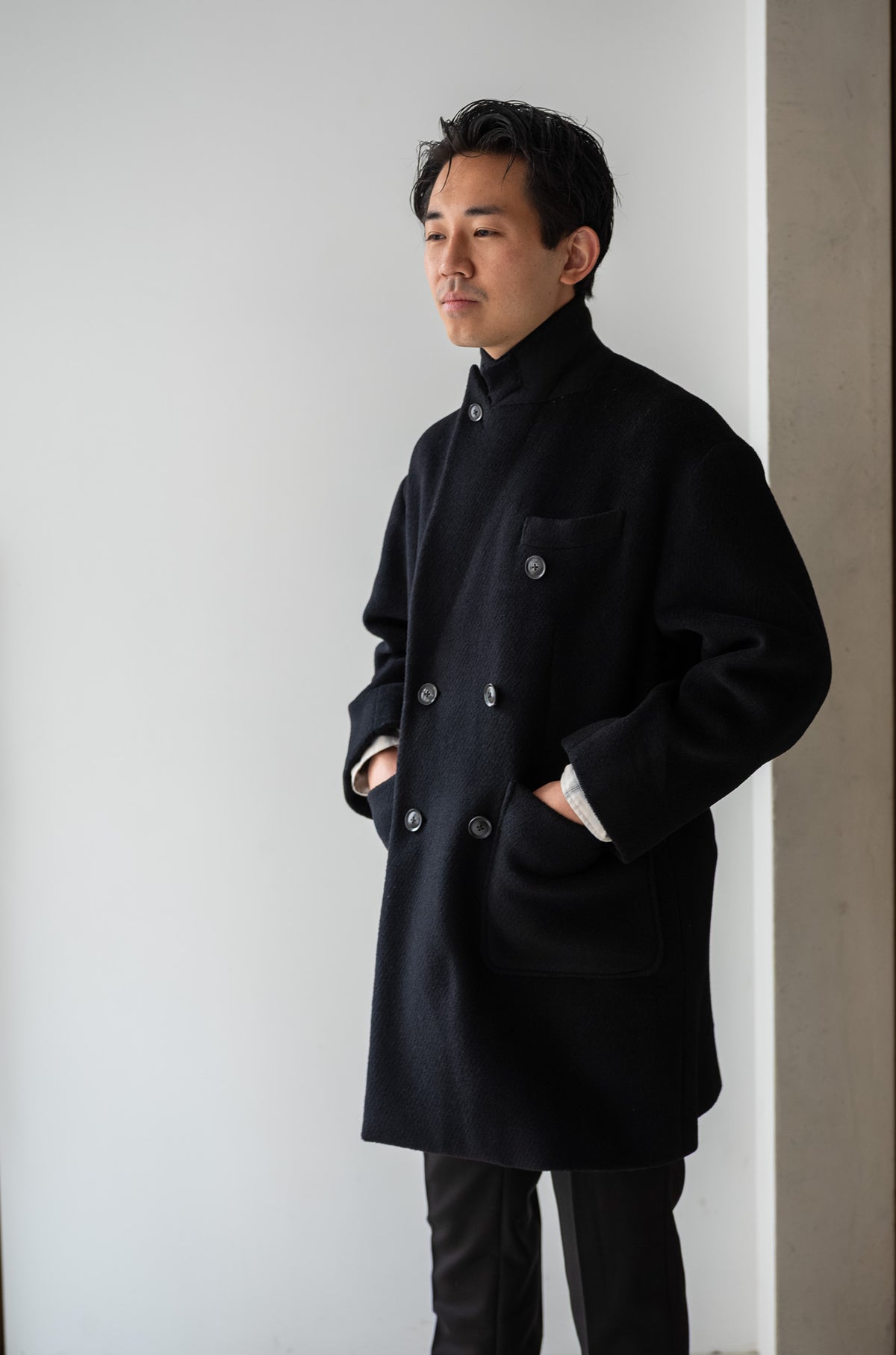 Pile Double Half Coat 〈BLACK〉