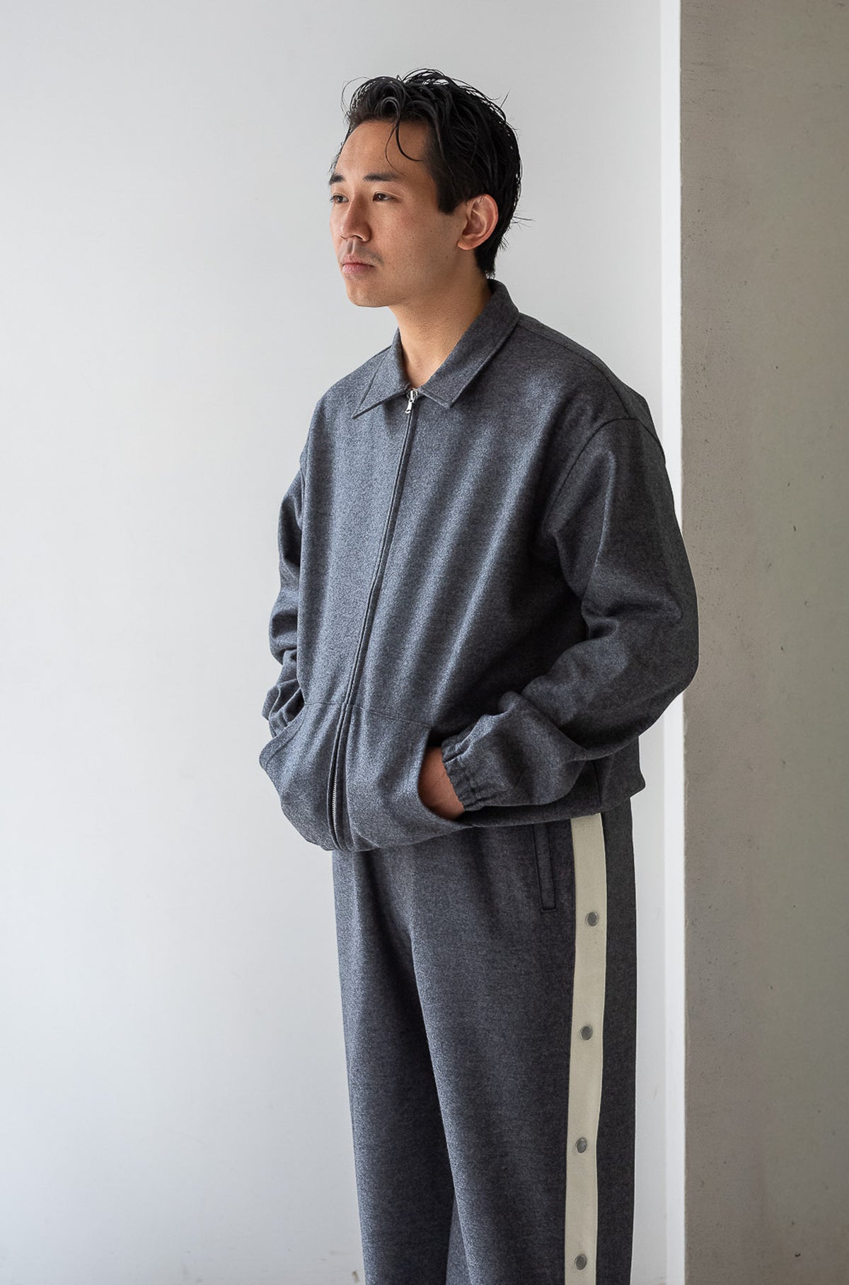 Wool Zip Blouson 〈GRAY〉