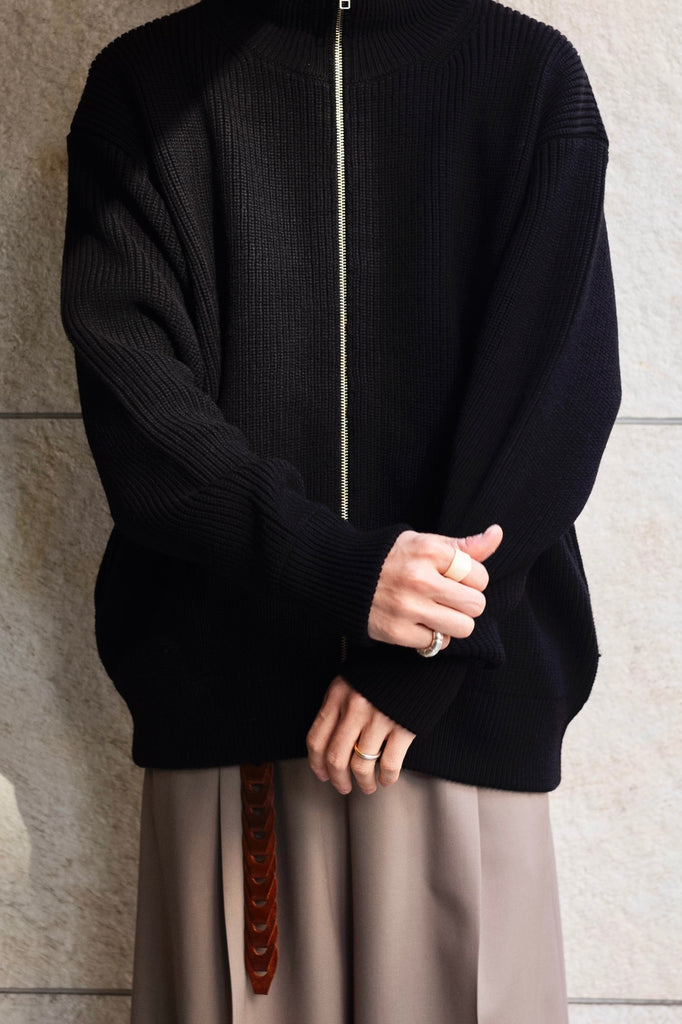 OVERSIZED DRIVERS KNIT ZIP JACKET