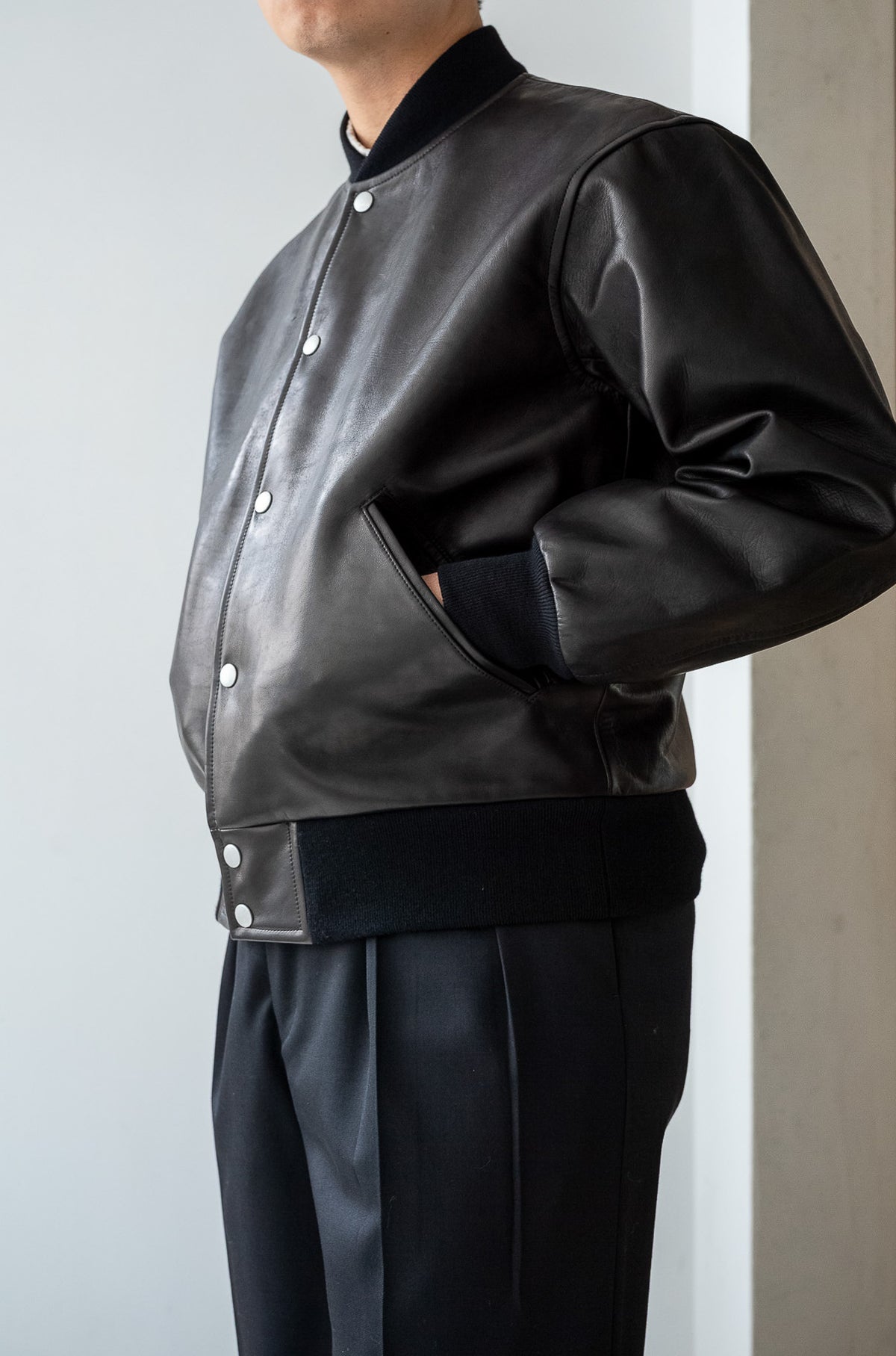 Horsehide Varsity Blouson 〈NOIR〉