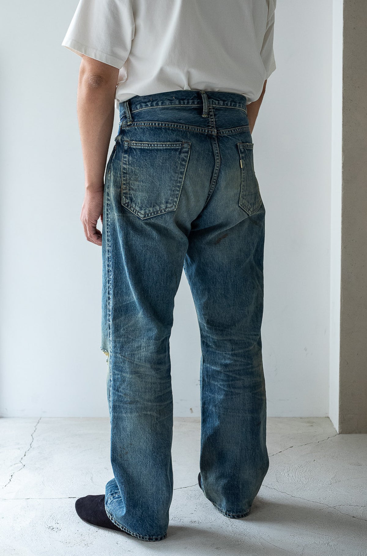 Denim Flare Trousers - CRASH & REPAIR 〈SHADOW INDIGO〉