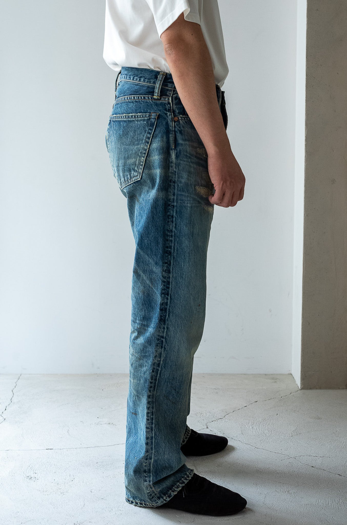 Denim Flare Trousers - CRASH & REPAIR 〈SHADOW INDIGO〉 – cliché