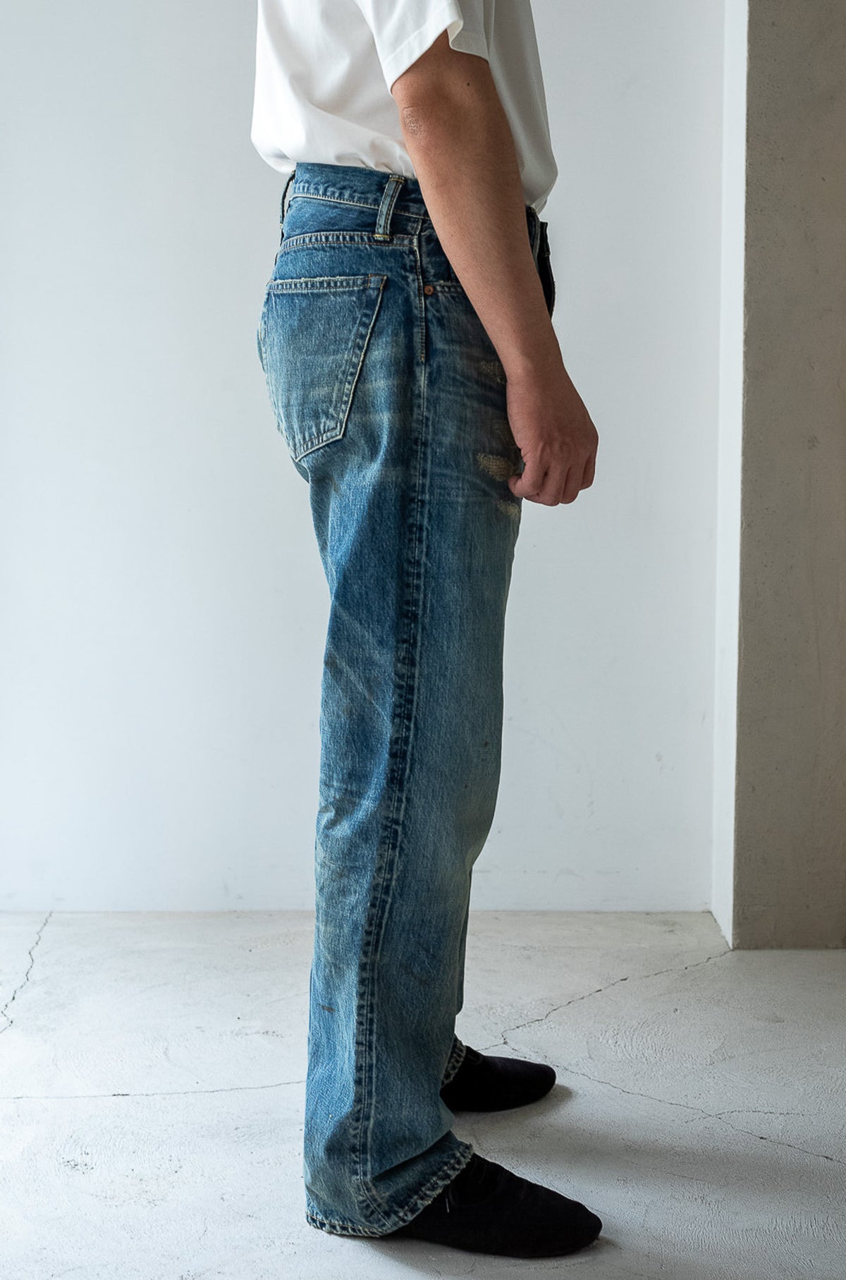 Denim Flare Trousers - CRASH & REPAIR 〈SHADOW INDIGO〉