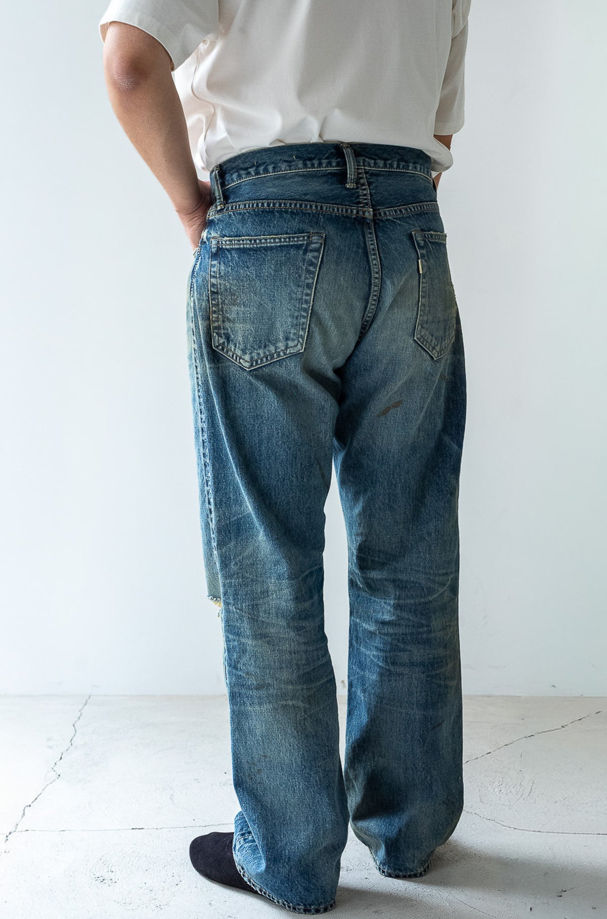 Denim Flare Trousers - CRASH & REPAIR 〈SHADOW INDIGO〉