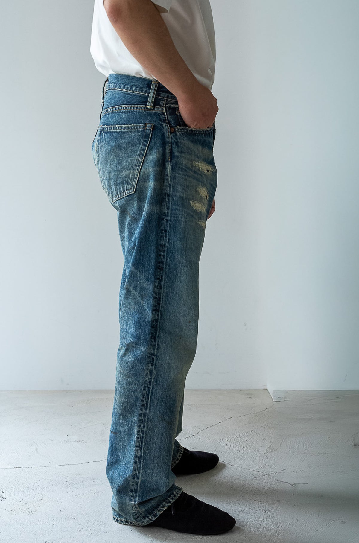 Denim Flare Trousers - CRASH & REPAIR 〈SHADOW INDIGO〉