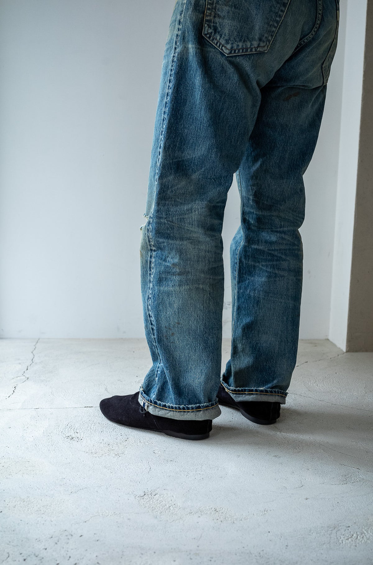 Denim Flare Trousers - CRASH & REPAIR 〈SHADOW INDIGO〉