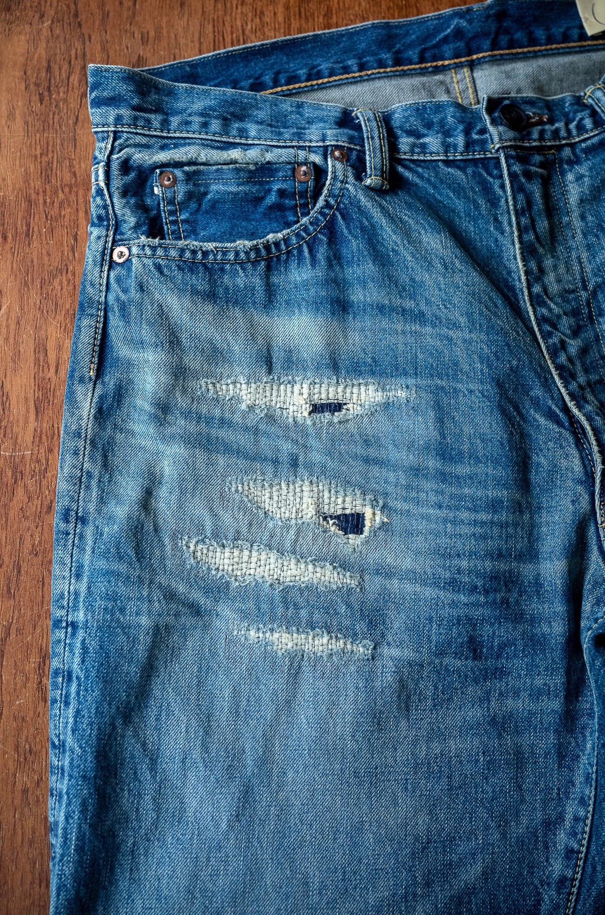 Denim Flare Trousers - CRASH & REPAIR 〈SHADOW INDIGO〉