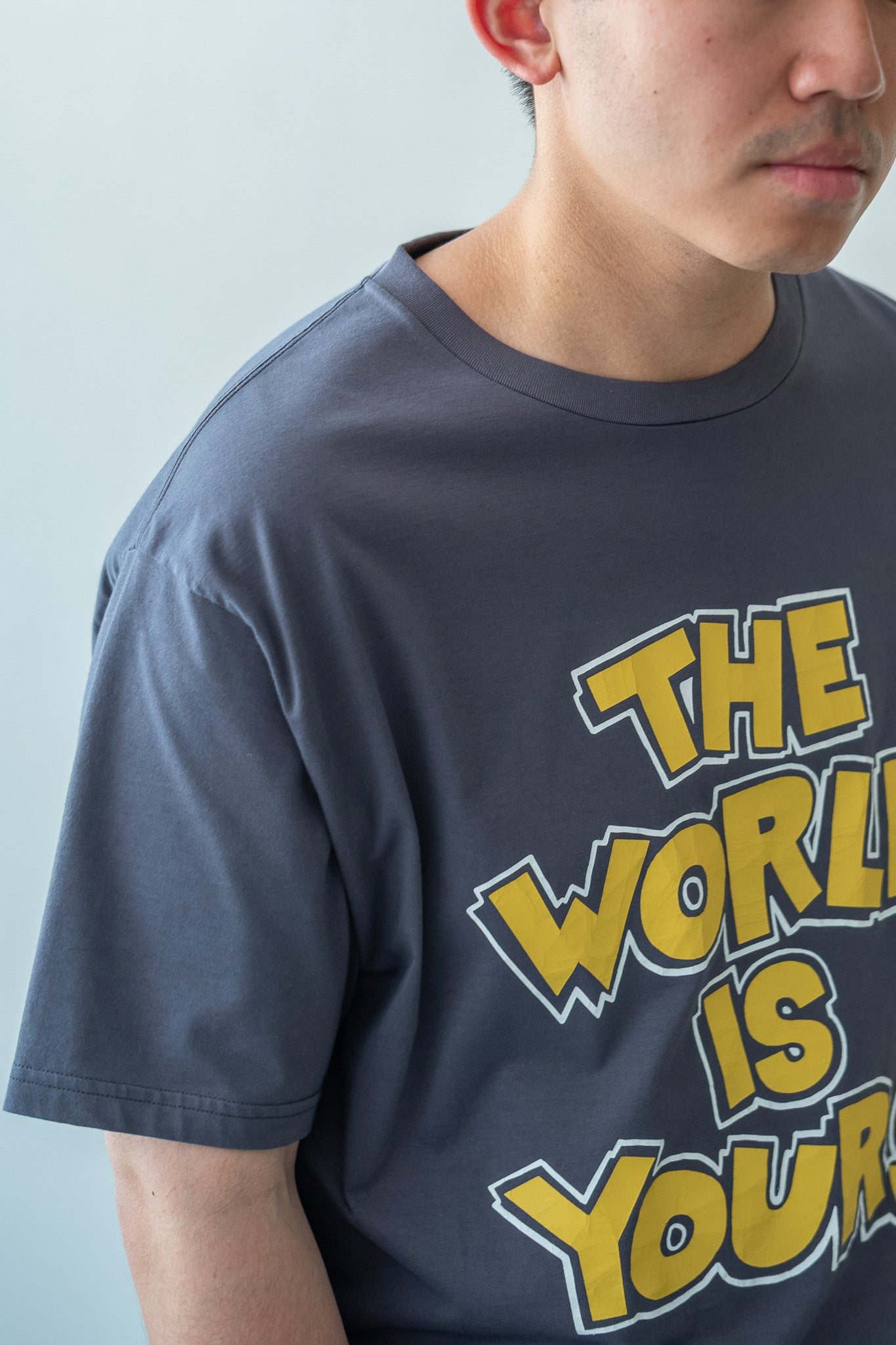 WORLD IS YOURS Tee-Cartoon Letter〔GRAY〕