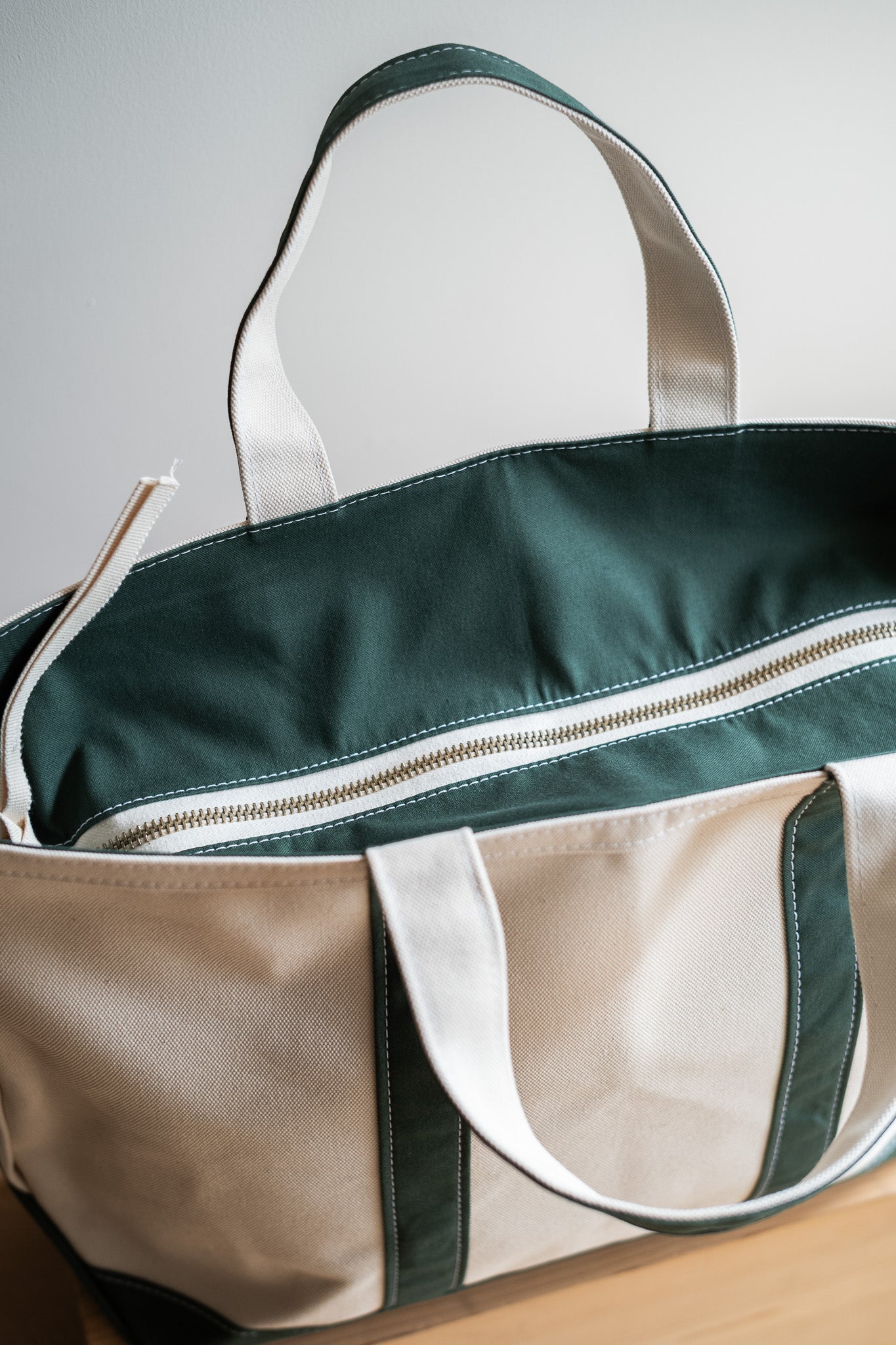 Enough Space Bag-LARGE〔NATURAL×GREEN〕