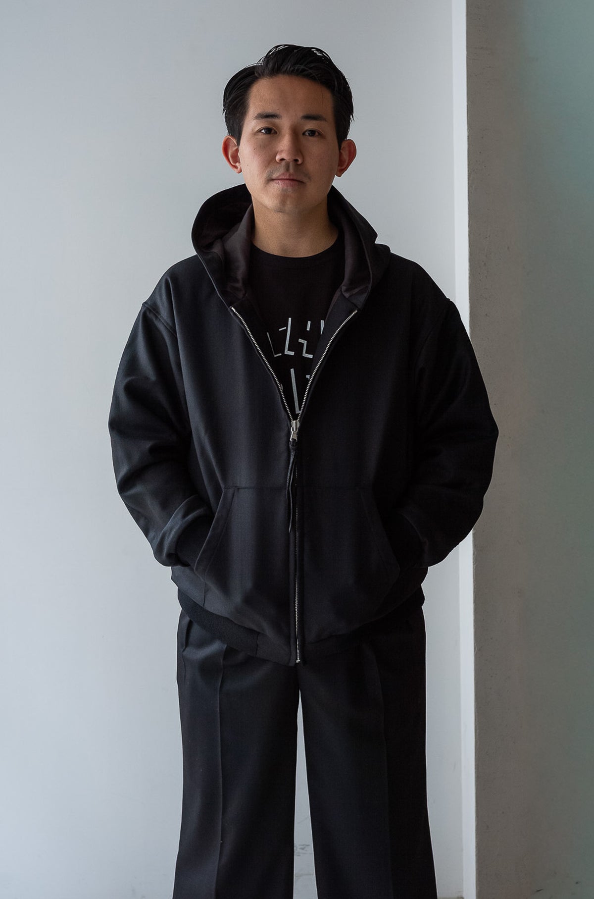 Double Cloth Hooded Jacket 〈NOIR〉