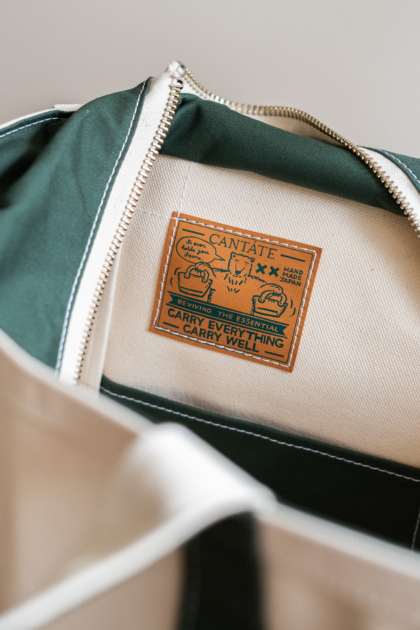 Enough Space Bag-LARGE〔NATURAL×GREEN〕