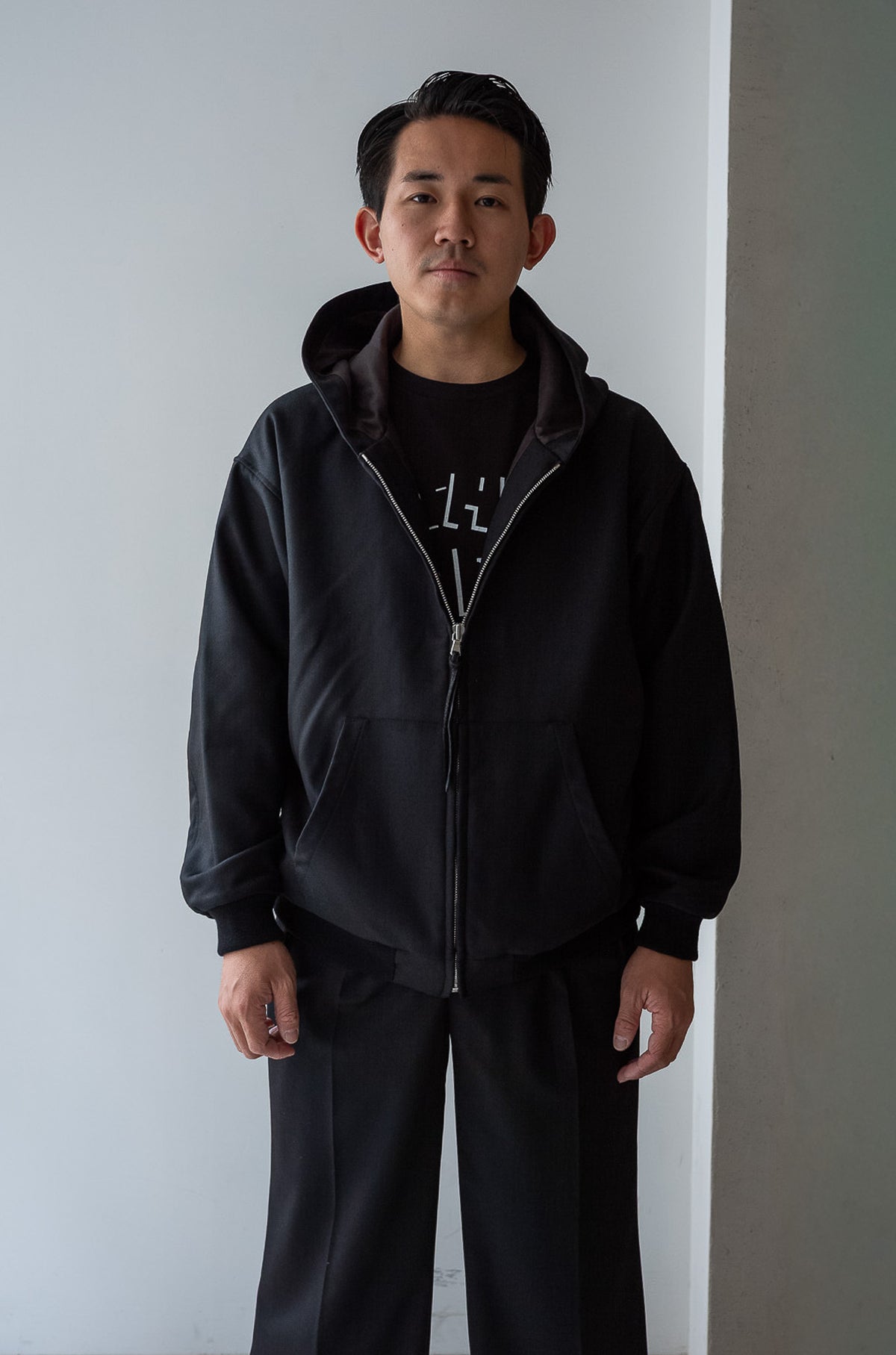 Double Cloth Hooded Jacket 〈NOIR〉