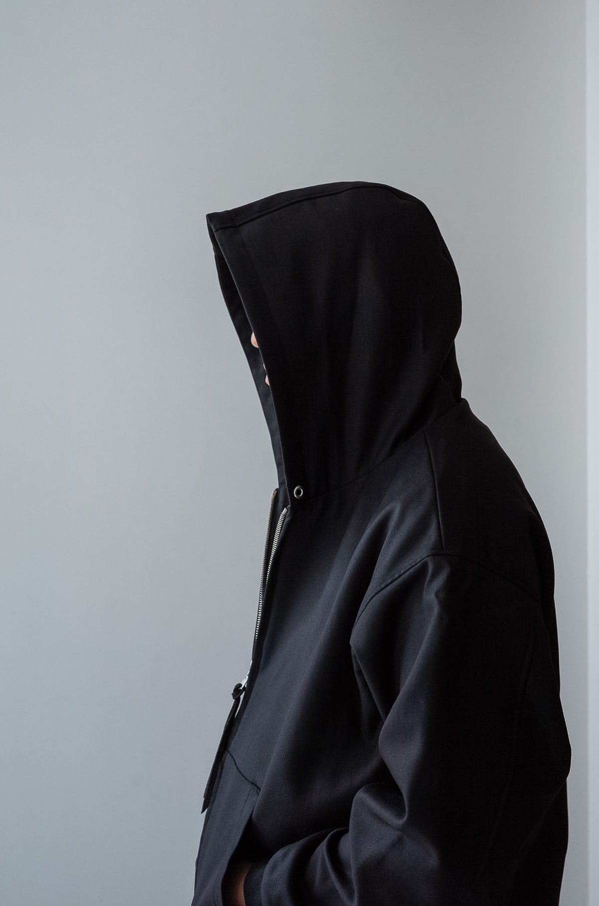 Double Cloth Hooded Jacket 〈NOIR〉