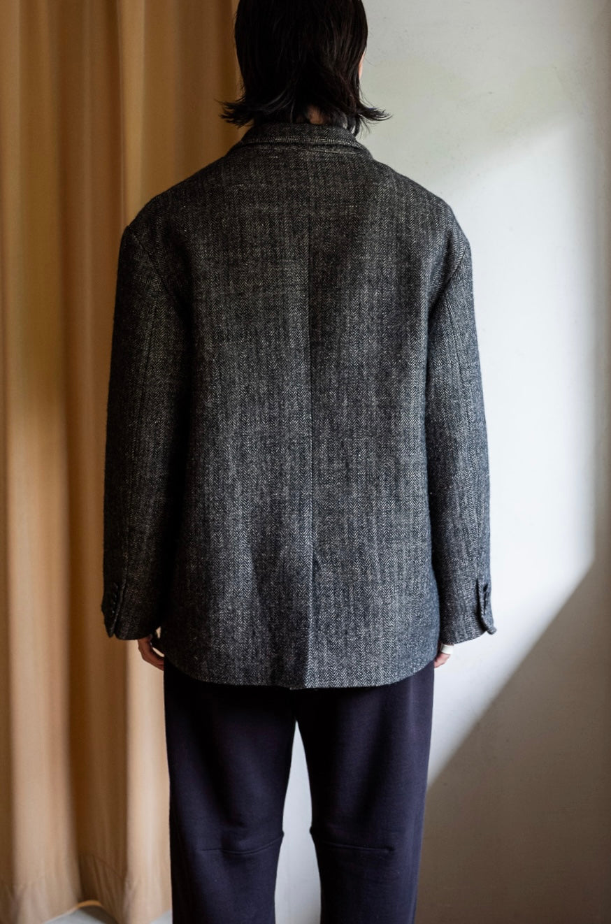 WOOL LINEN UTILITY JACKET 〔BLACK〕 | cliché
