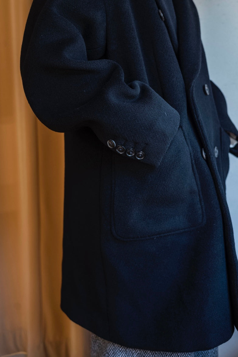 Pile Double Half Coat 〔BLACK〕