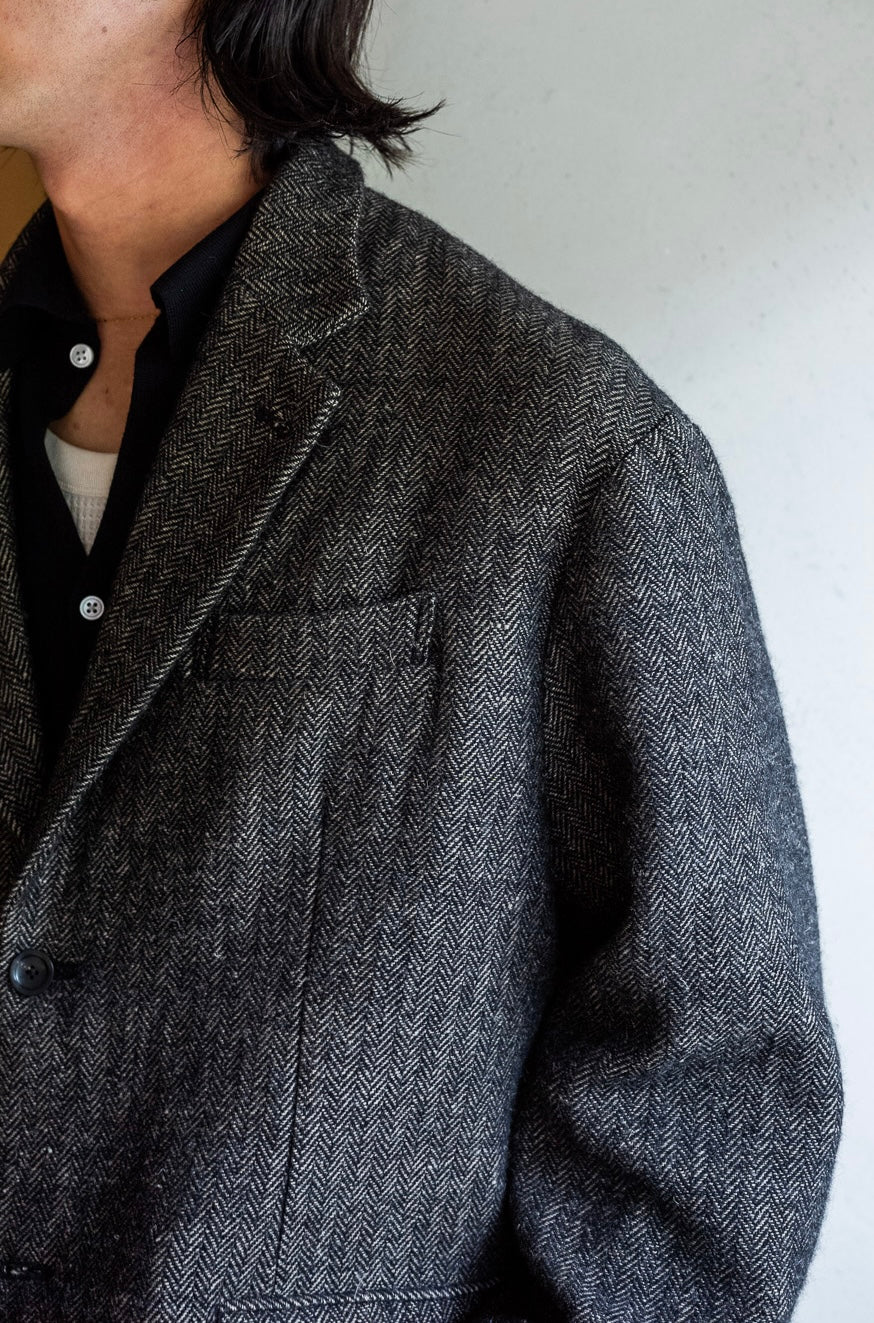 WOOL LINEN UTILITY JACKET 〔BLACK〕 | cliché