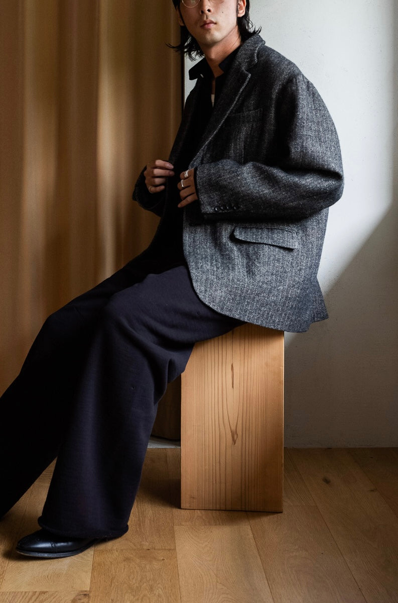 WOOL LINEN UTILITY JACKET 〔BLACK〕 | cliché