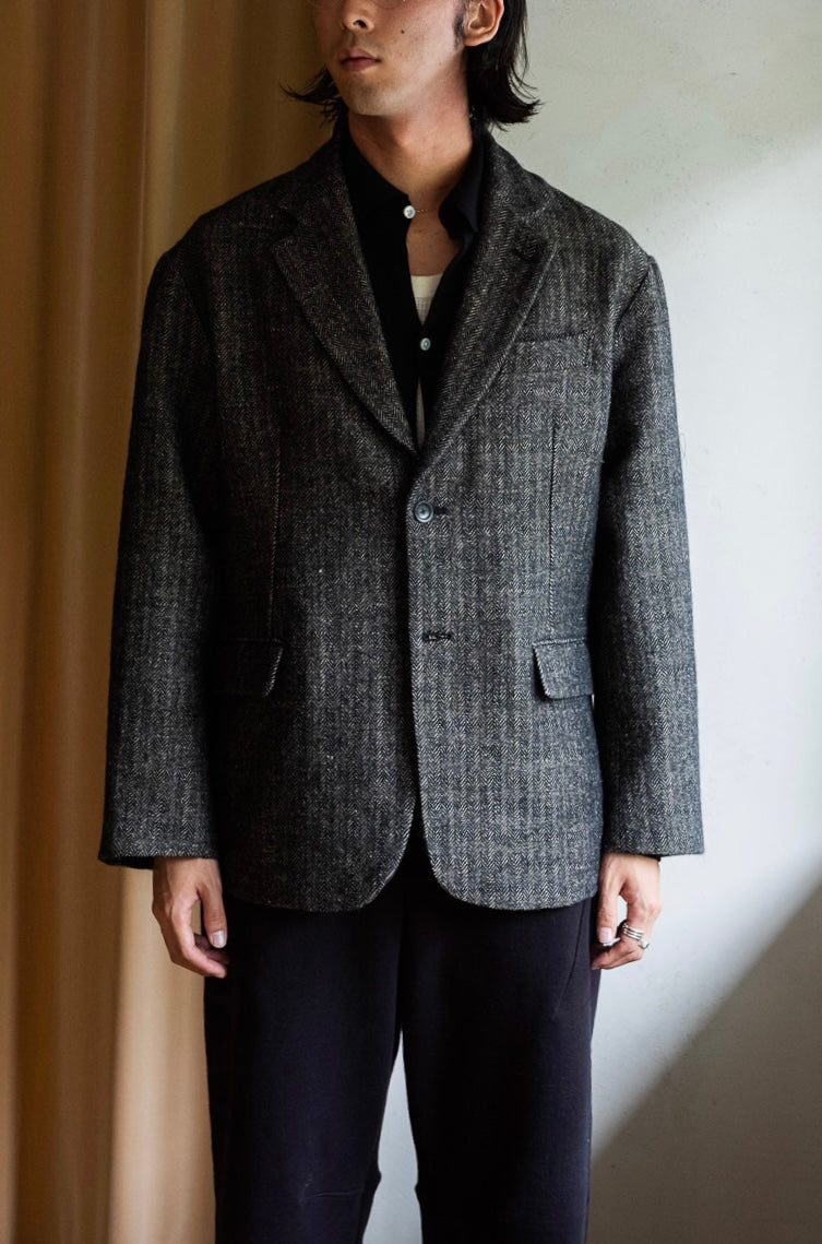 WOOL LINEN UTILITY JACKET 〔BLACK〕 | cliché