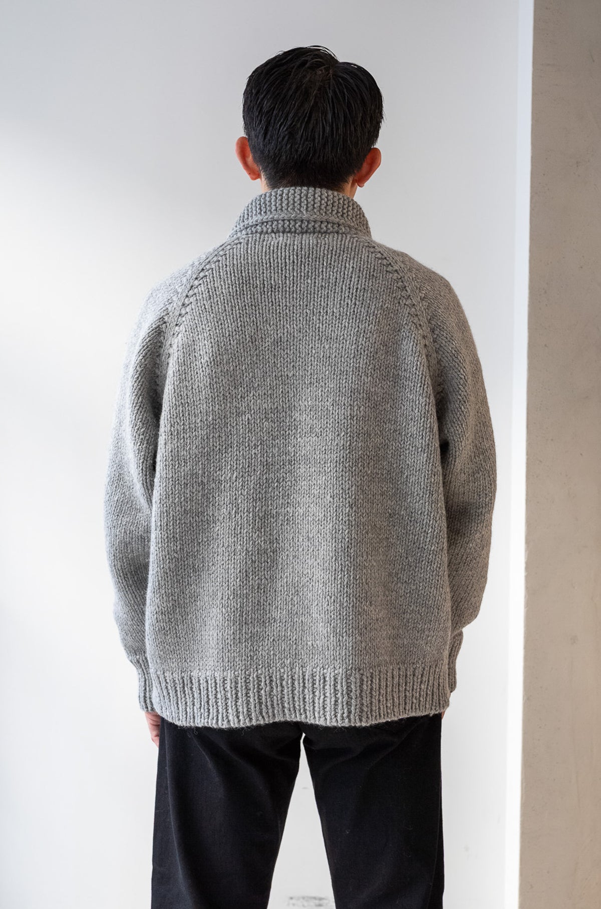 Quiet Season Hand-Knit Zip Jacket 〈L/GRAY〉