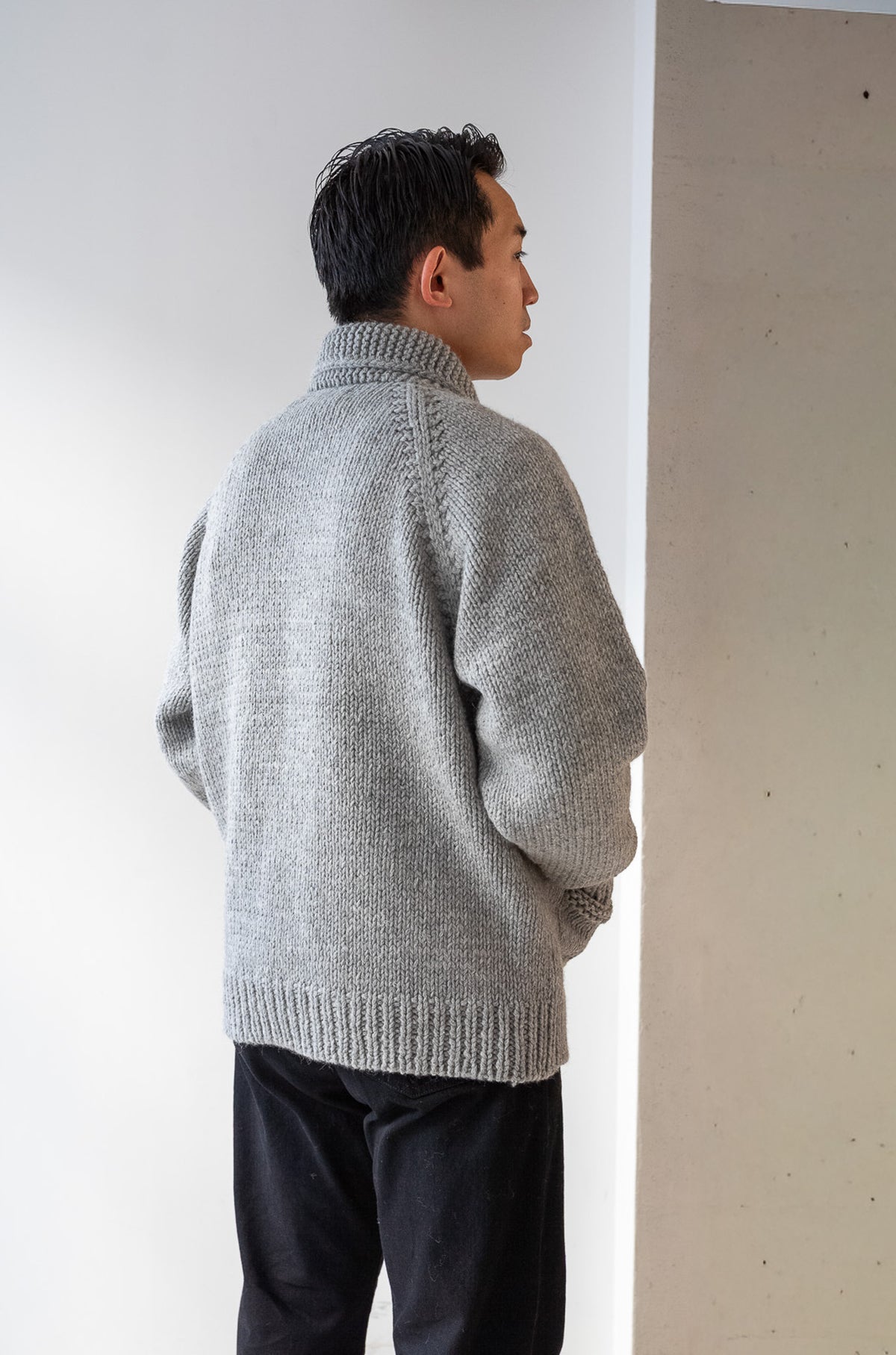 Quiet Season Hand-Knit Zip Jacket 〈L/GRAY〉