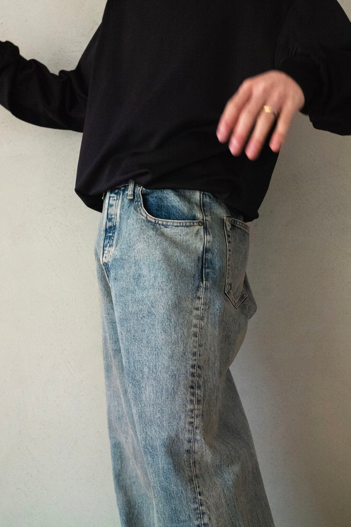 TWIST SEAM BAGGY VINTAGE DENIM JEANS