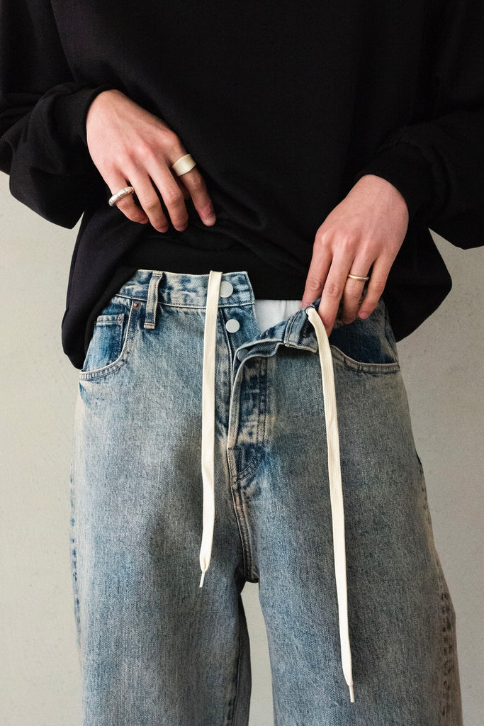 TWIST SEAM BAGGY VINTAGE DENIM JEANS