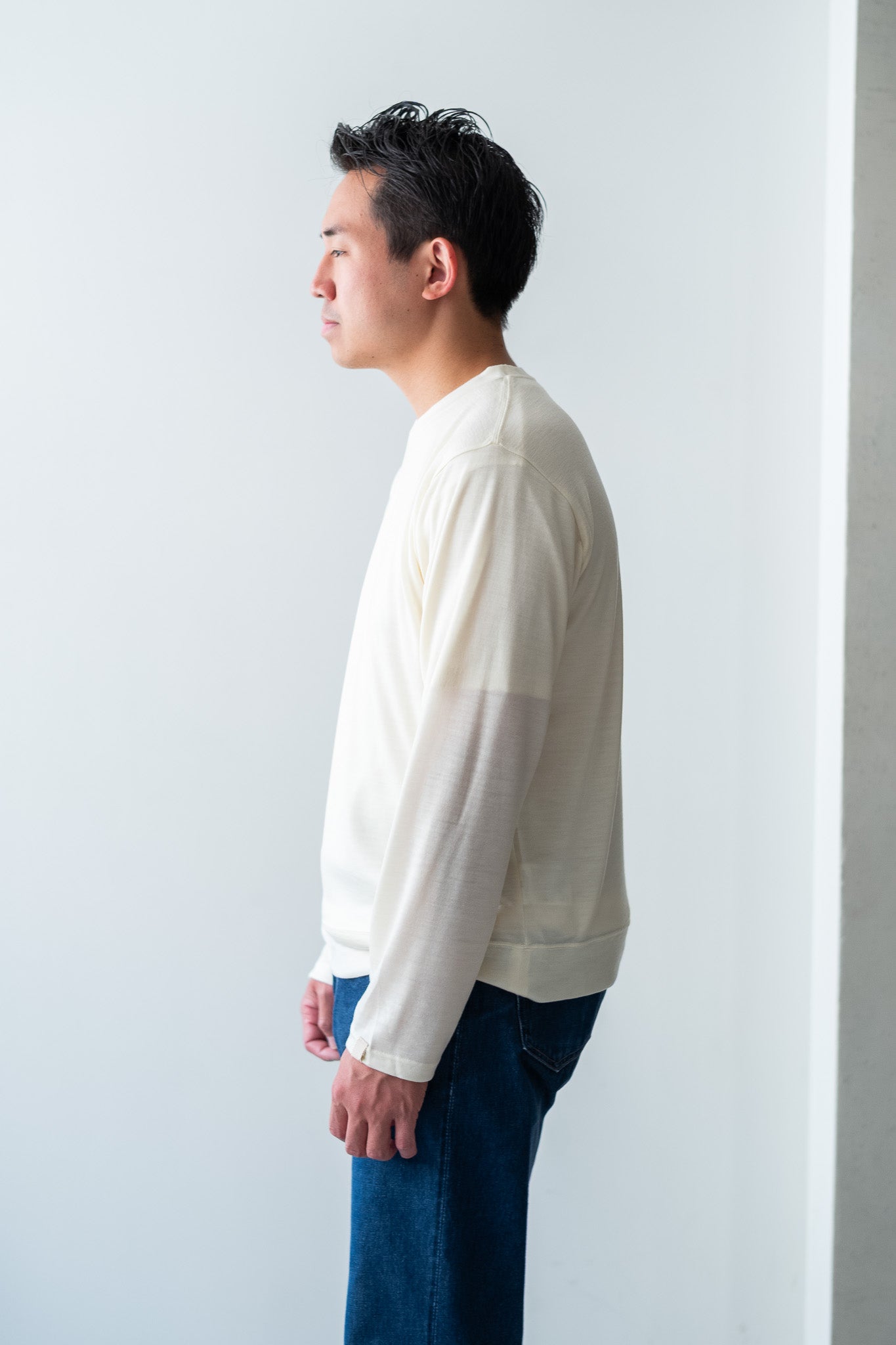 Washable Wool L/S Shirt 〔MILK〕