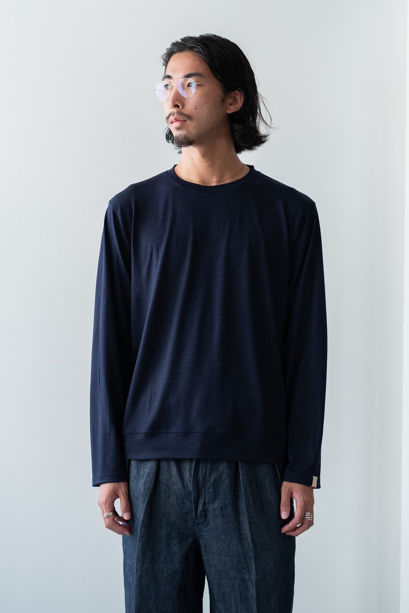 Washable Wool L/S Shirt〔MID NIGHT〕