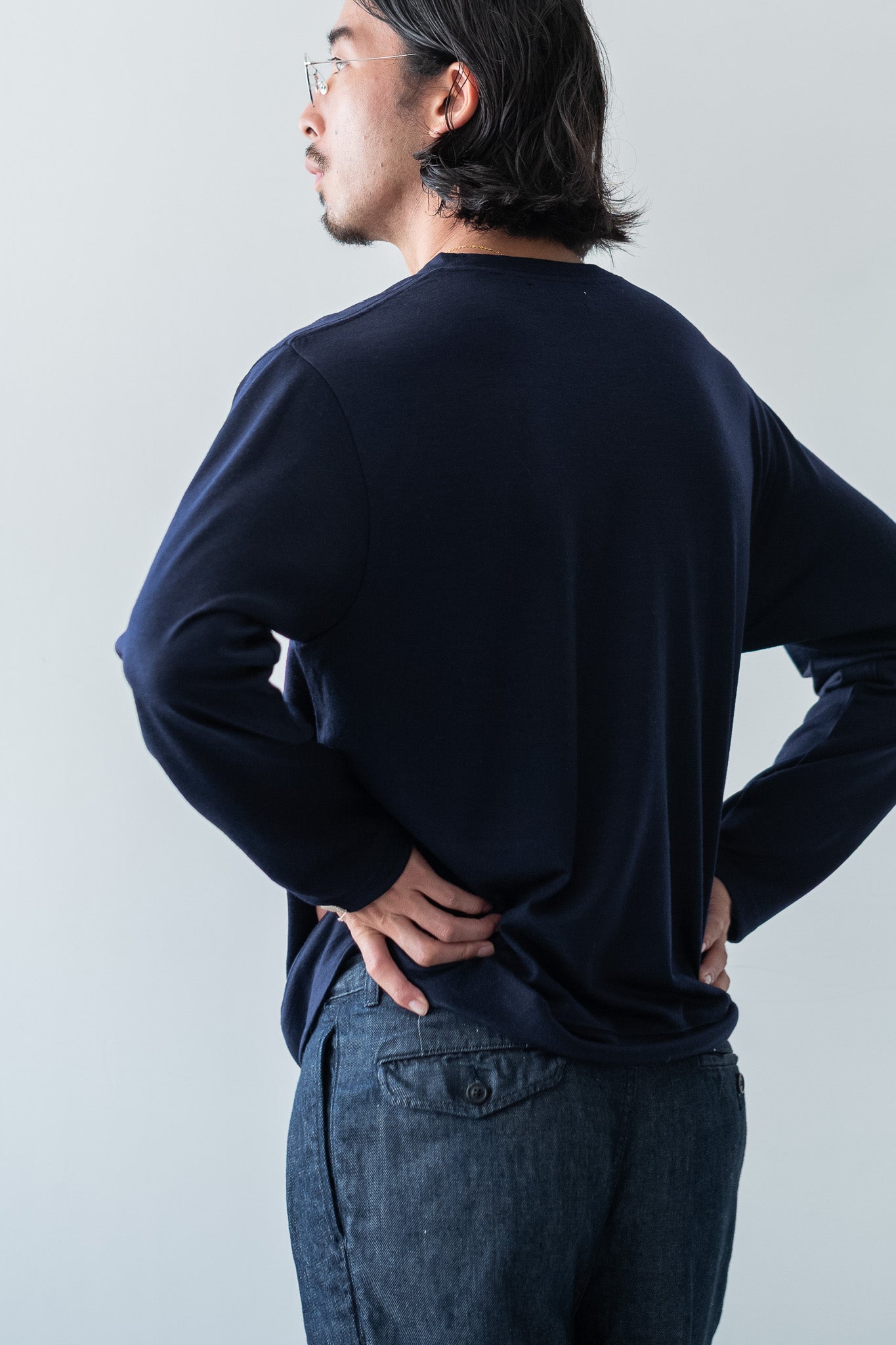 Washable Wool L/S Shirt〔MID NIGHT〕