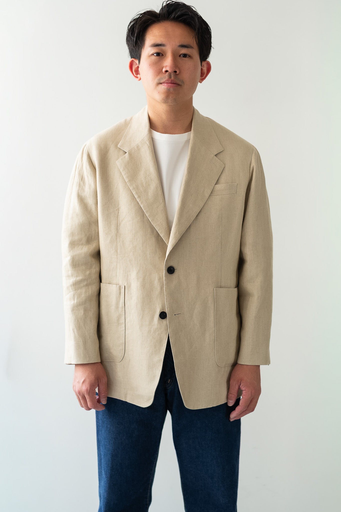 Linen Unstructured Tailored Jacket 〔BEIGE〕