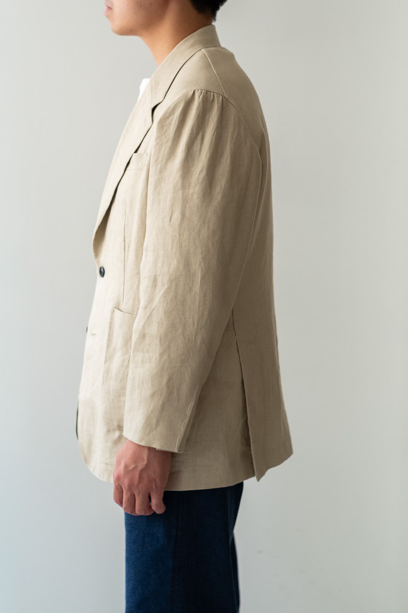 Linen Unstructured Tailored Jacket 〔BEIGE〕