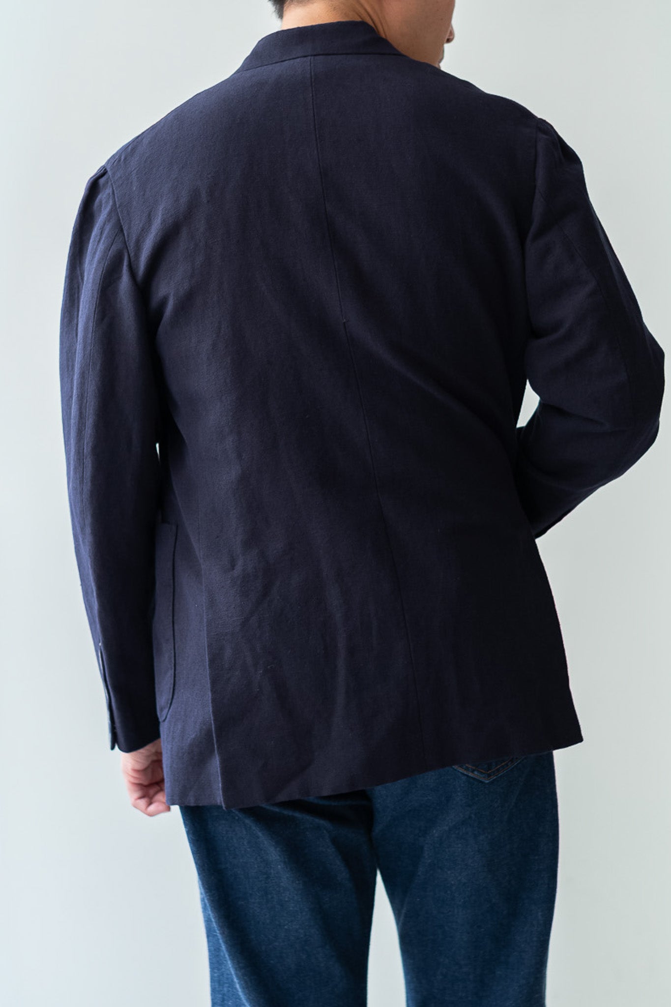 Soft Linen Unstructured Tailored Jacket  〔NAVY〕