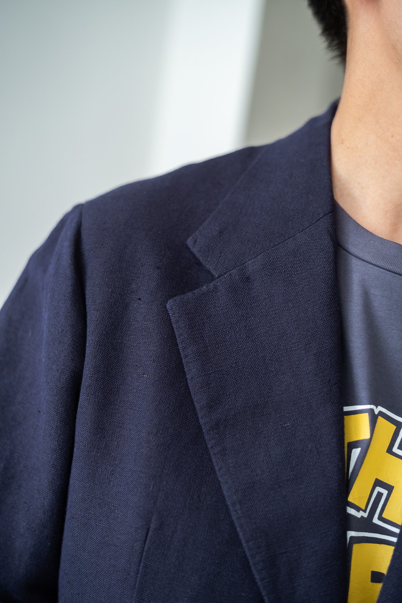 Soft Linen Unstructured Tailored Jacket  〔NAVY〕