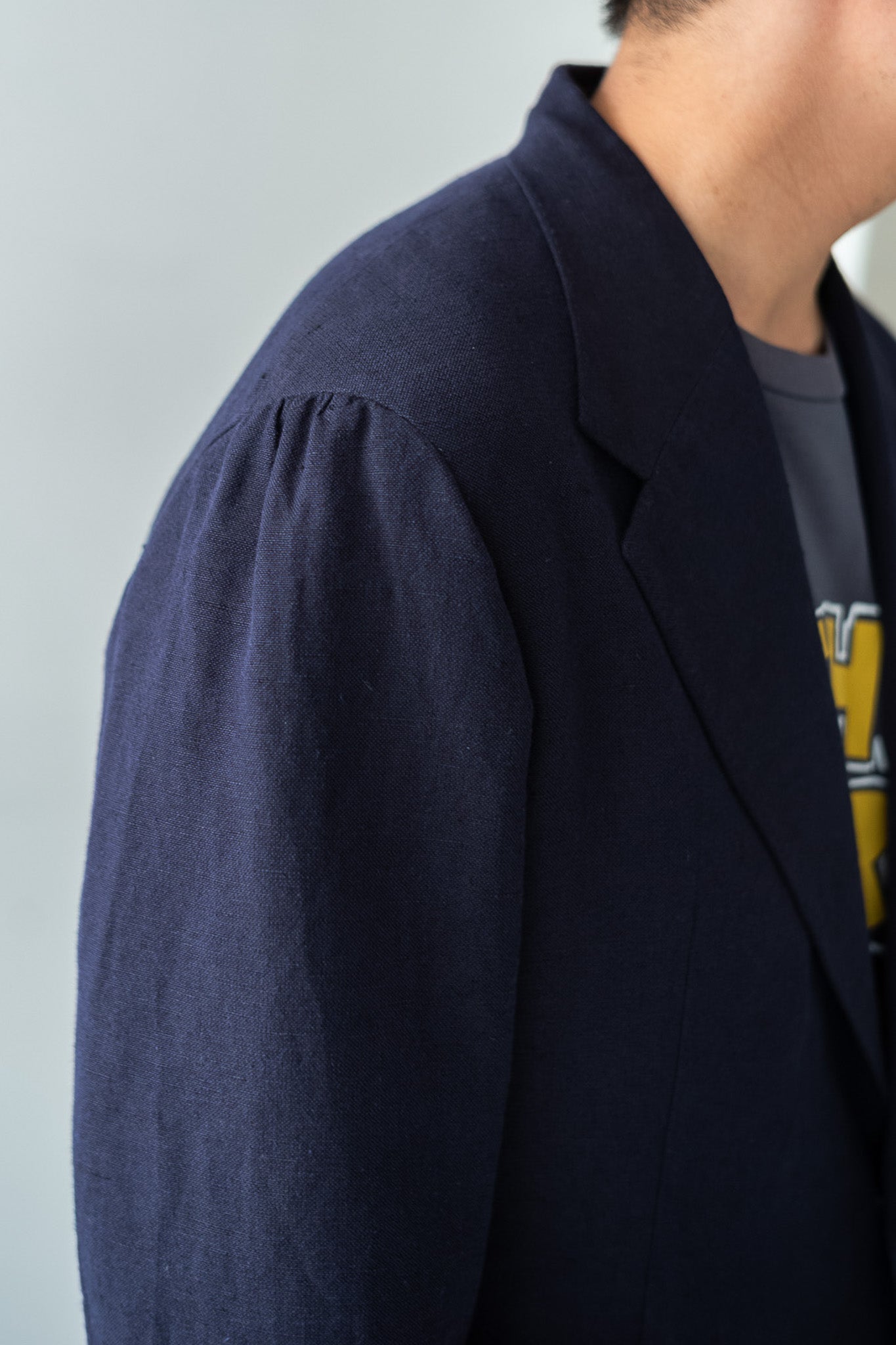 Soft Linen Unstructured Tailored Jacket  〔NAVY〕