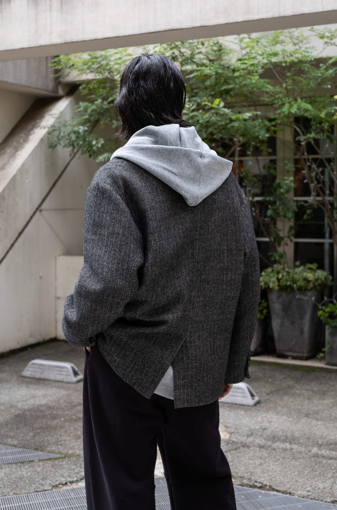 WOOL LINEN UTILITY JACKET 〔BLACK〕