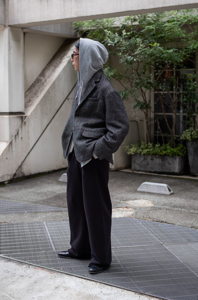 WOOL LINEN UTILITY JACKET 〔BLACK〕