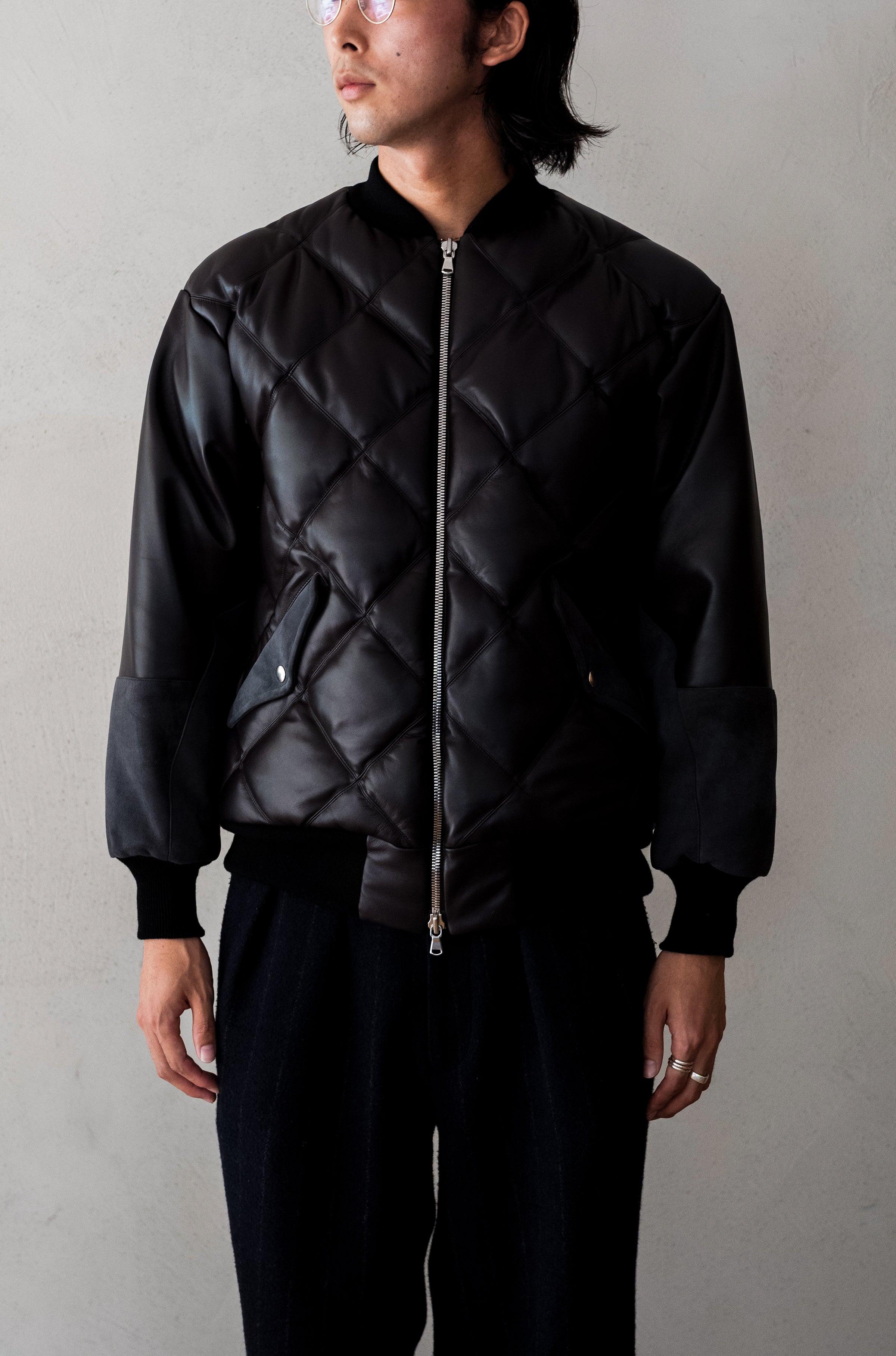 Sheep Skin Quilted Down Jacket | cliché