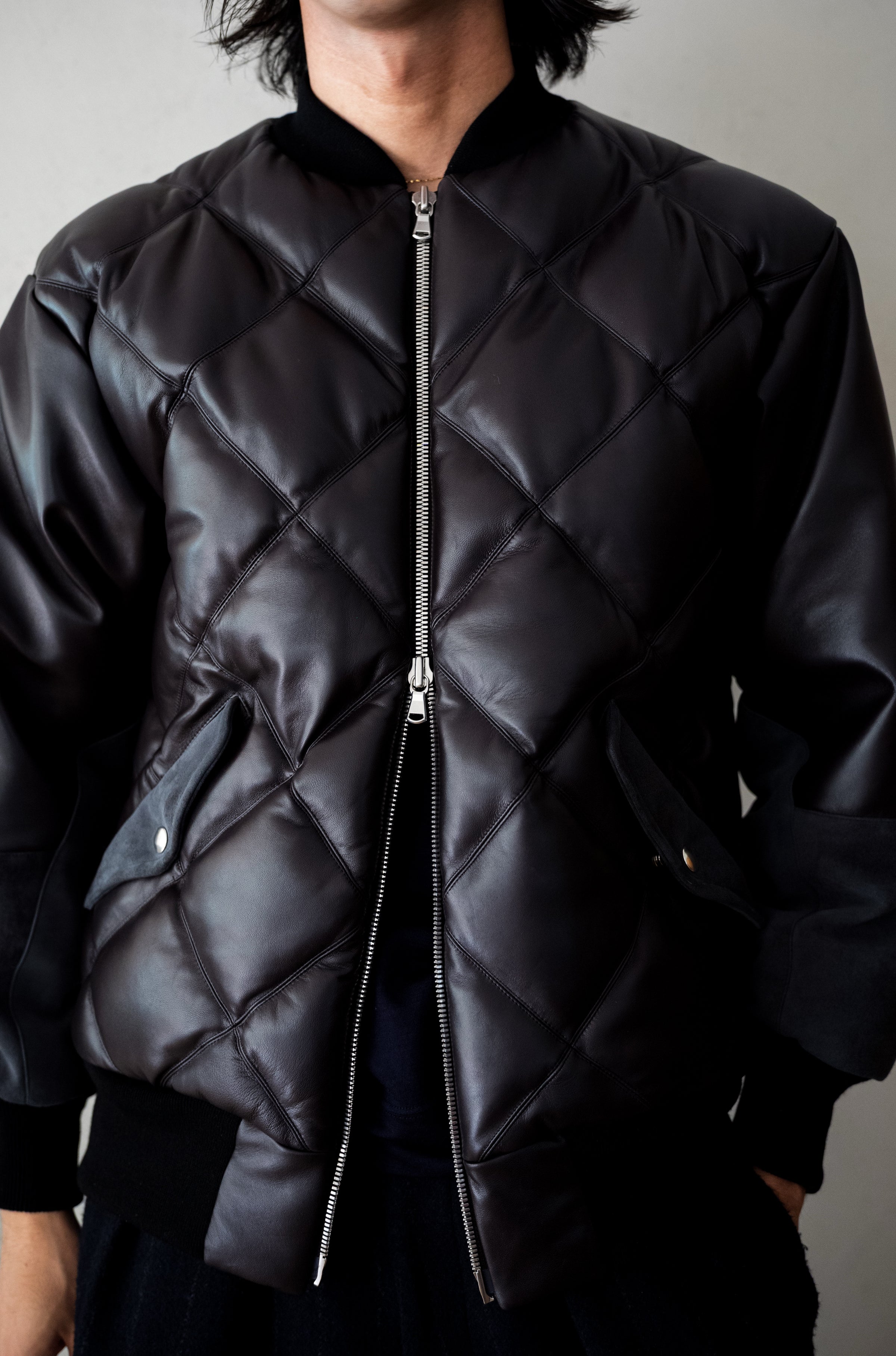 Sheep Skin Quilted Down Jacket | cliché