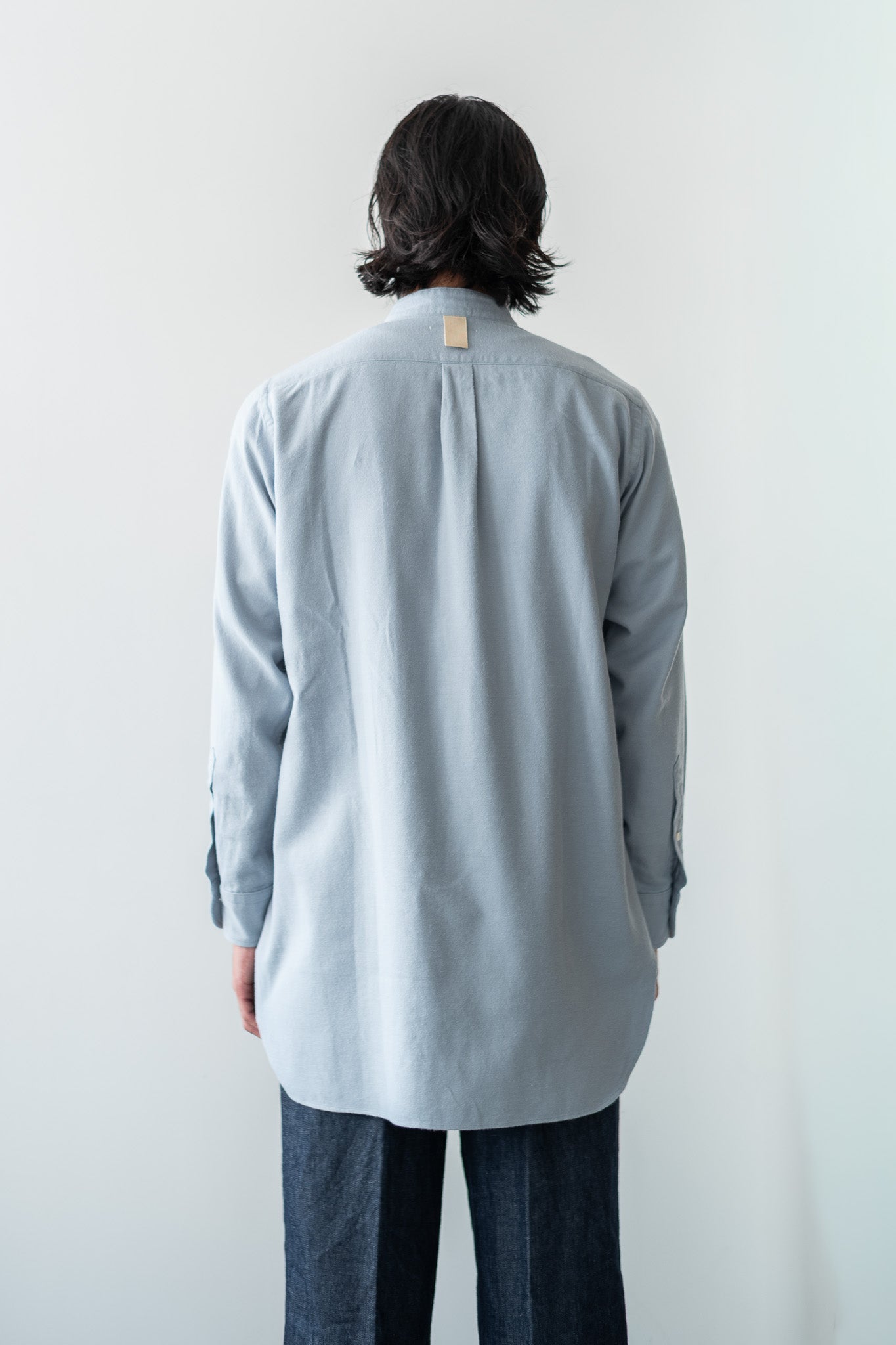 The Band Collar Shirt "FLANNEL" 〔AZURE BLUE〕