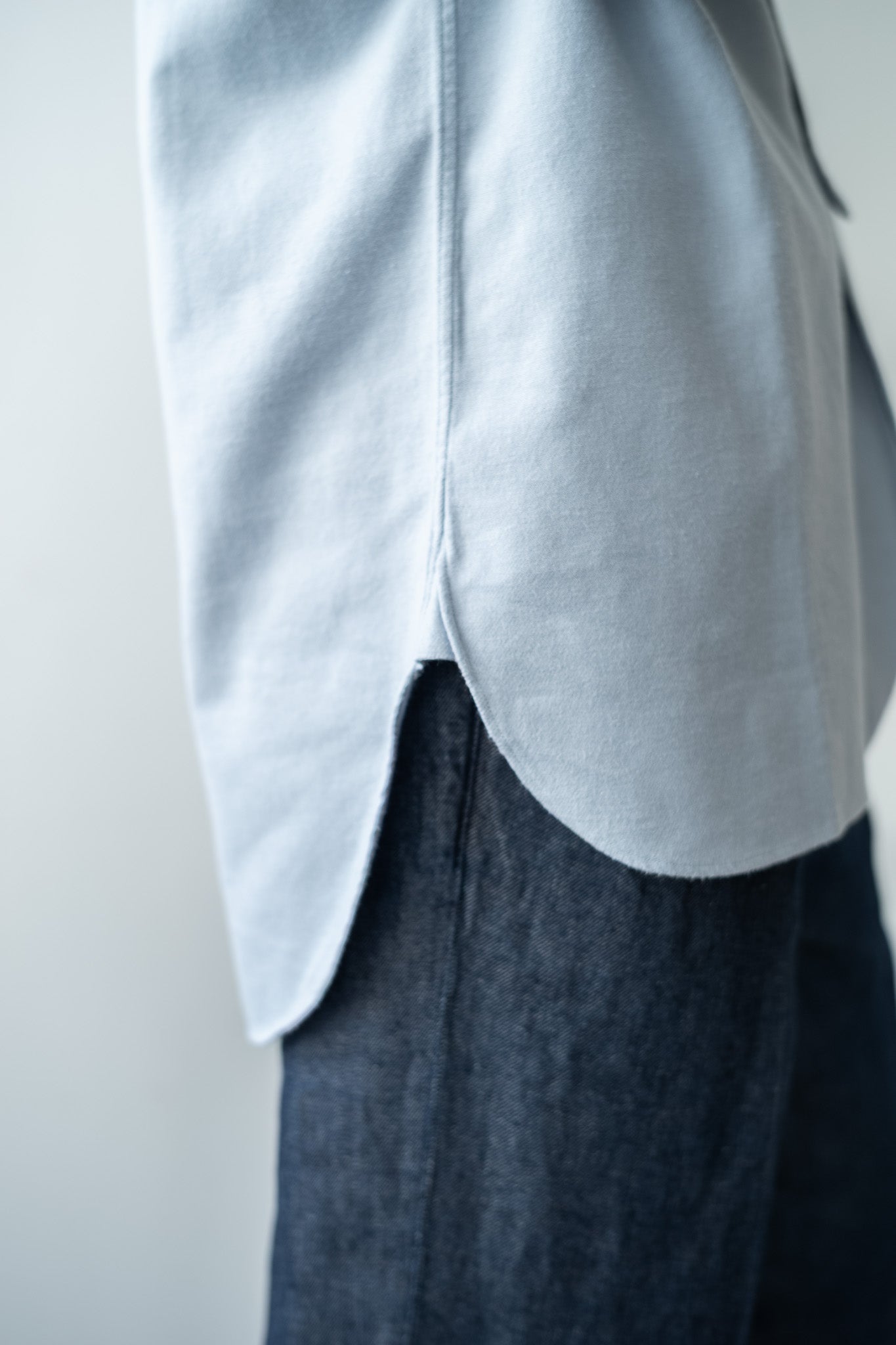 The Band Collar Shirt "FLANNEL" 〔AZURE BLUE〕